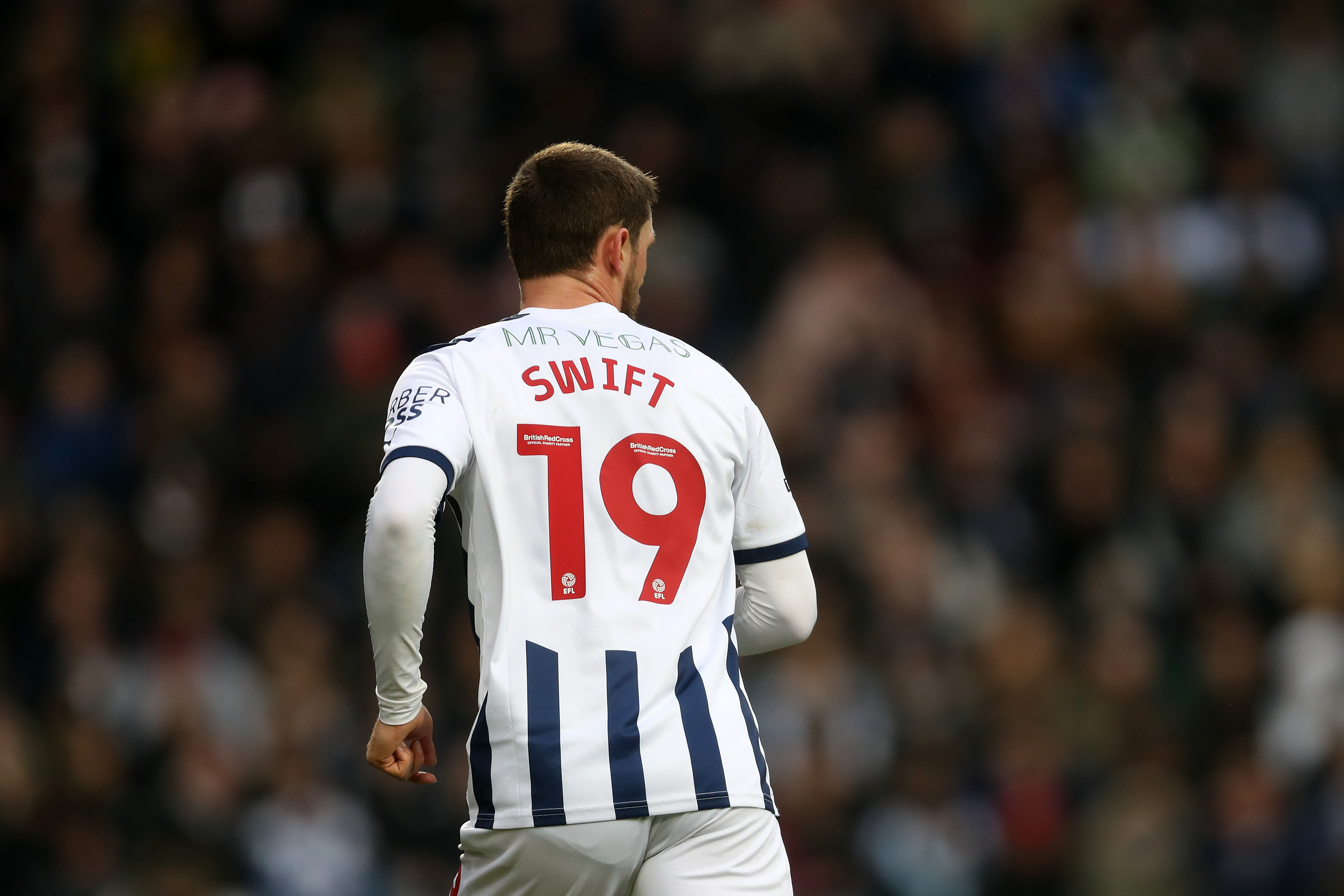 The back of John Swift during a game at The Hawthorns with his name and number 19 showing