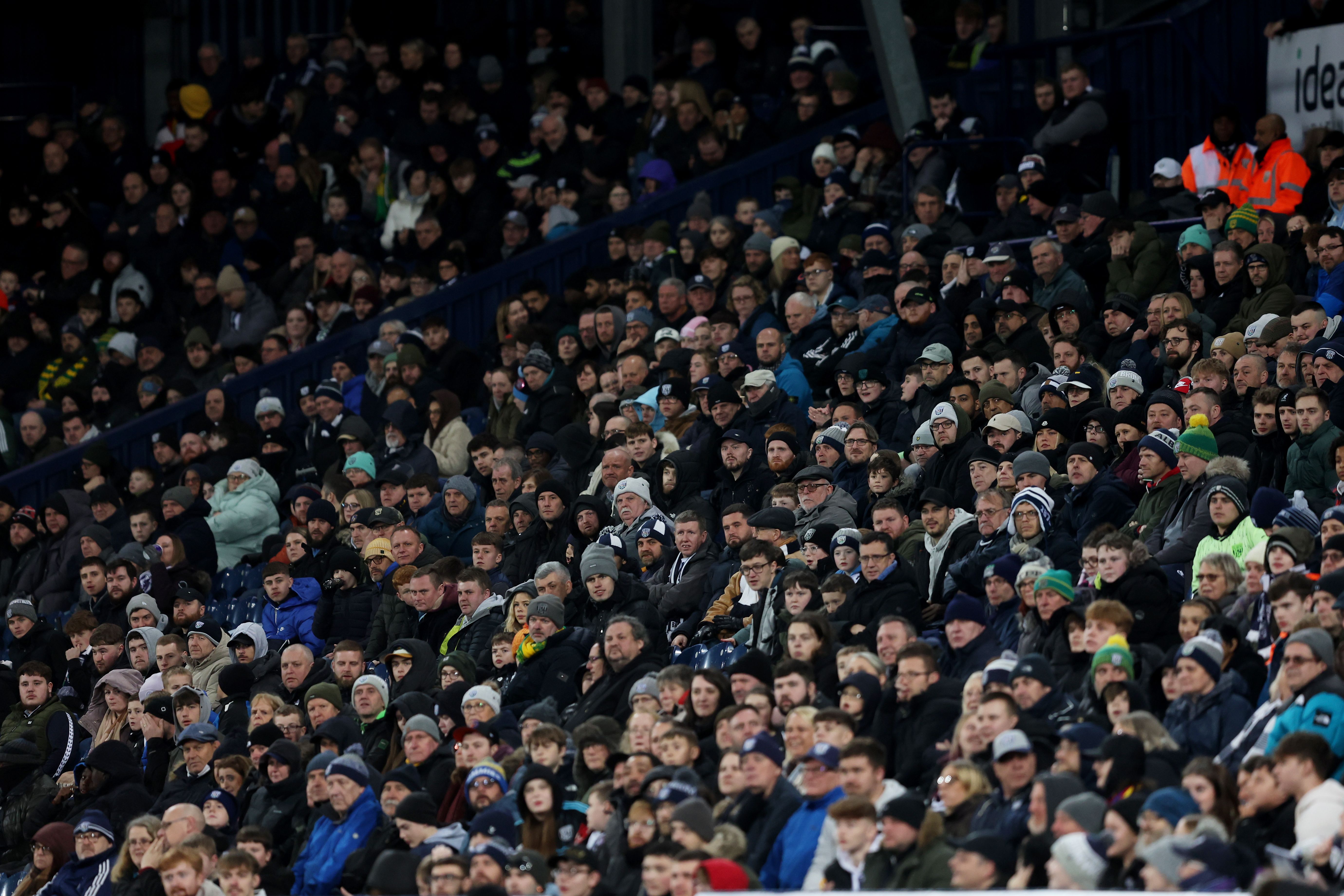 A general view of West Bromwich Albion fans watching a game in the East Stand 