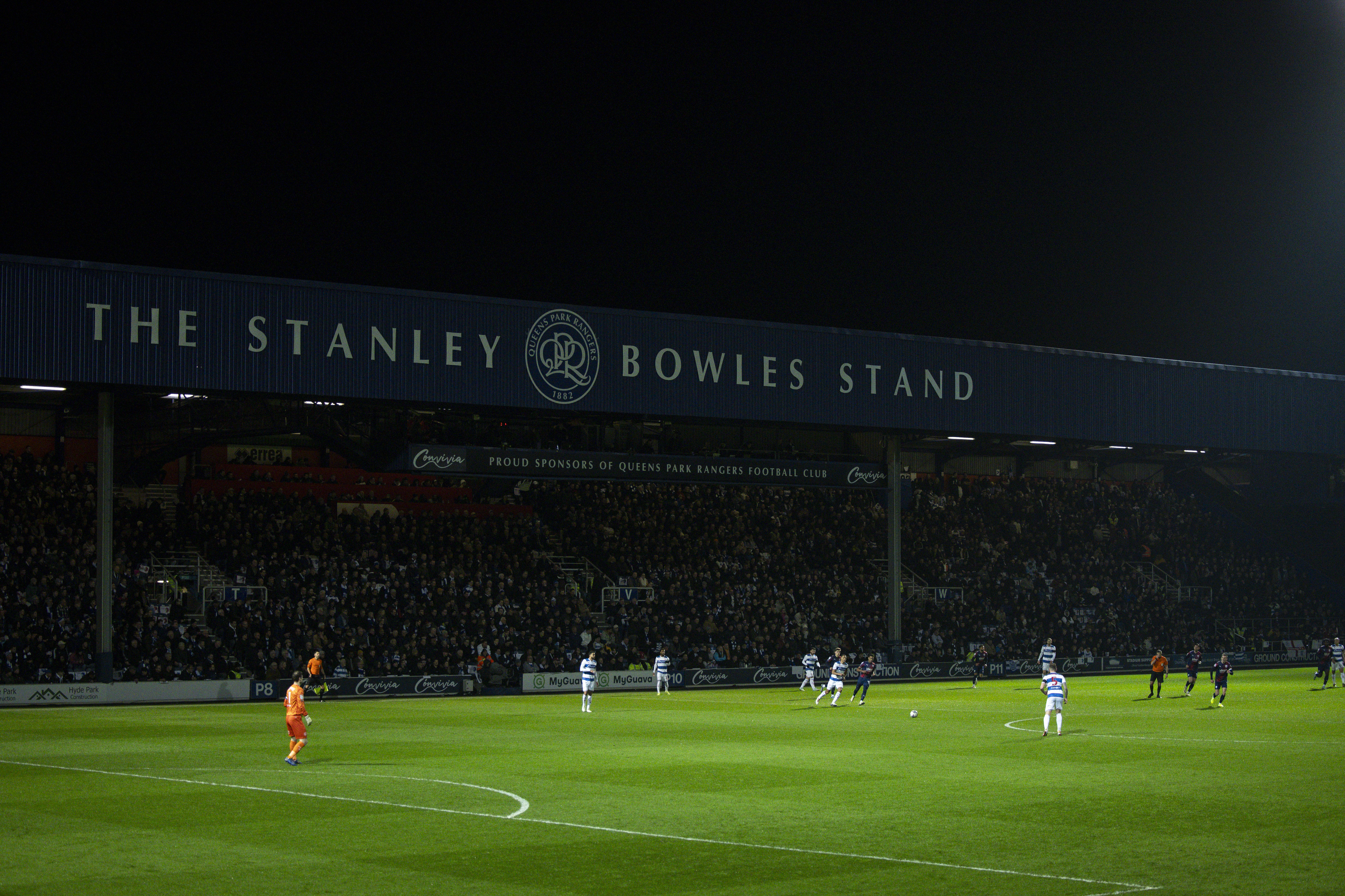A general view of the Stan Bowles stand at Loftus Road while the QPR v Albion game was happening 