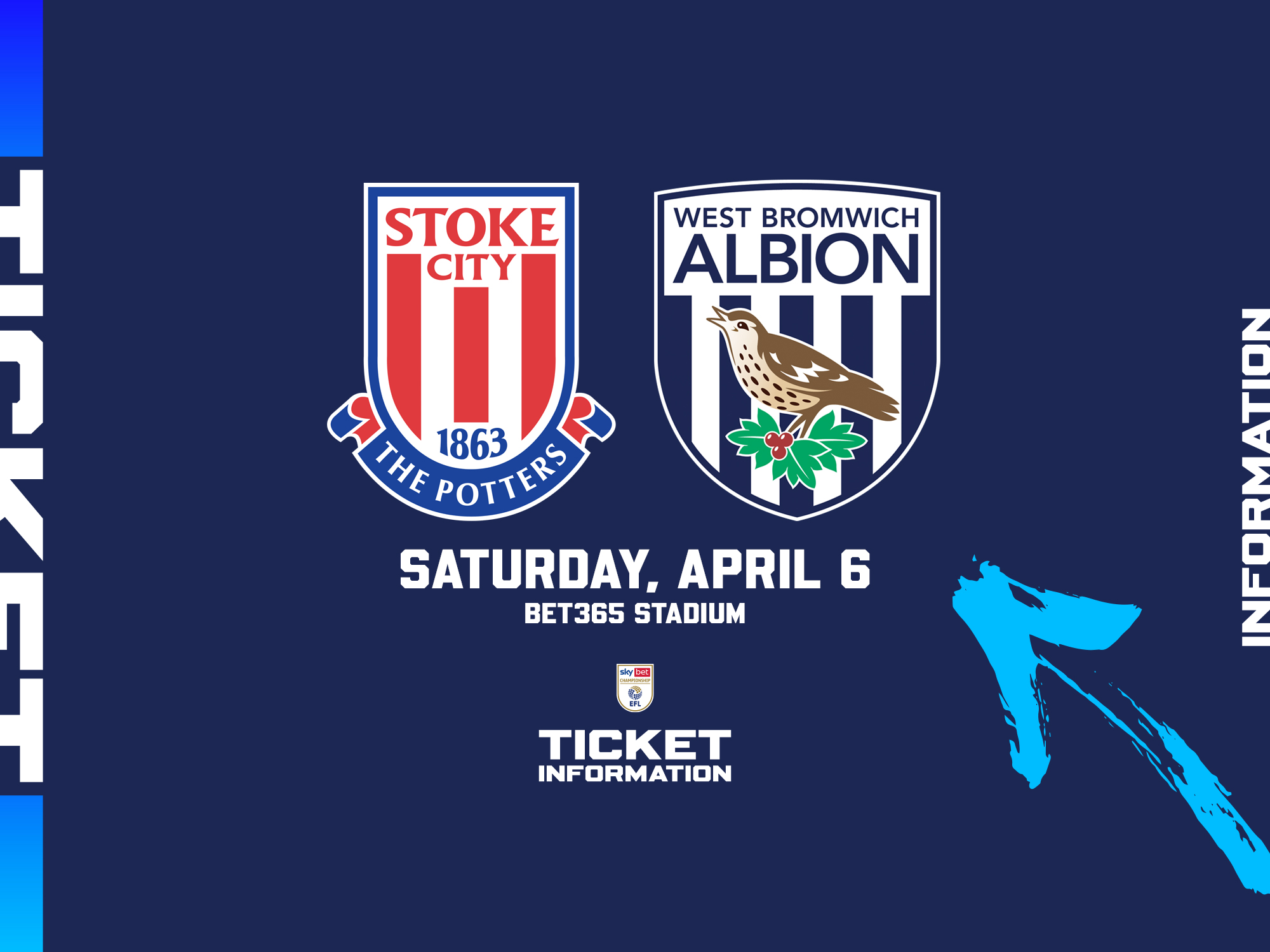 A ticket graphic displaying information for Albion's game against Stoke