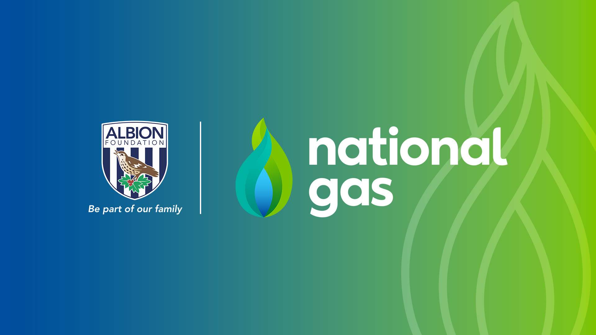 The Albion Foundation logo alongside the National Gas logo with National Gas branding