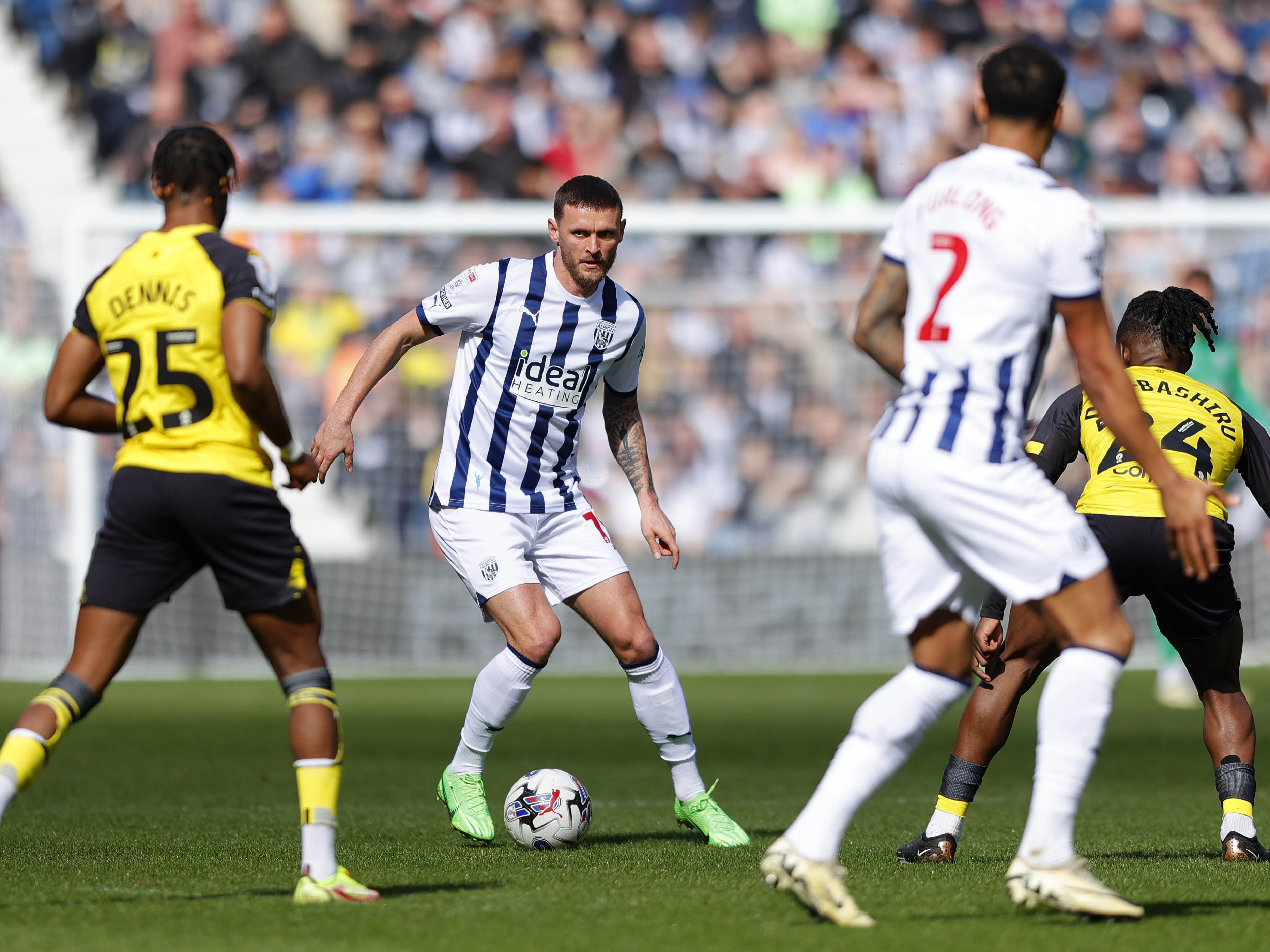 John Swift on the ball against Watford at The Hawthorns