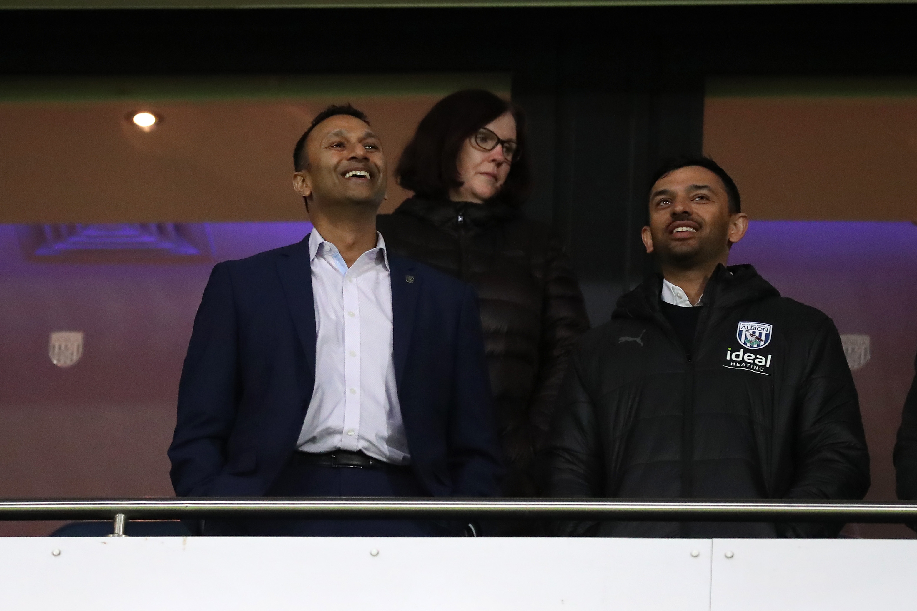 Shilen Patel stood in the directors balcony at The Hawthorns before the game against Rotherham