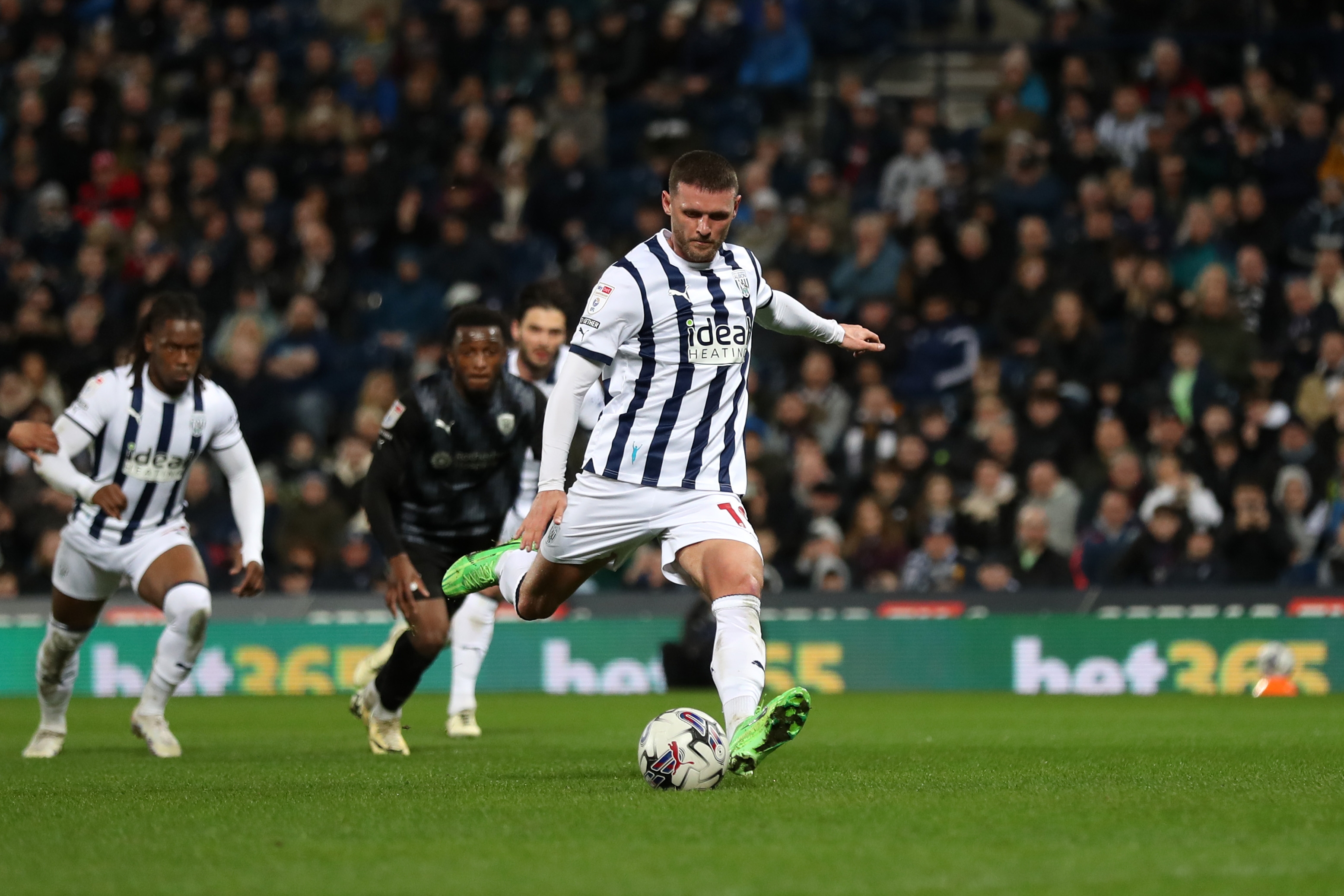 John Swift takes a penalty against Rotherham at The Hawthorns