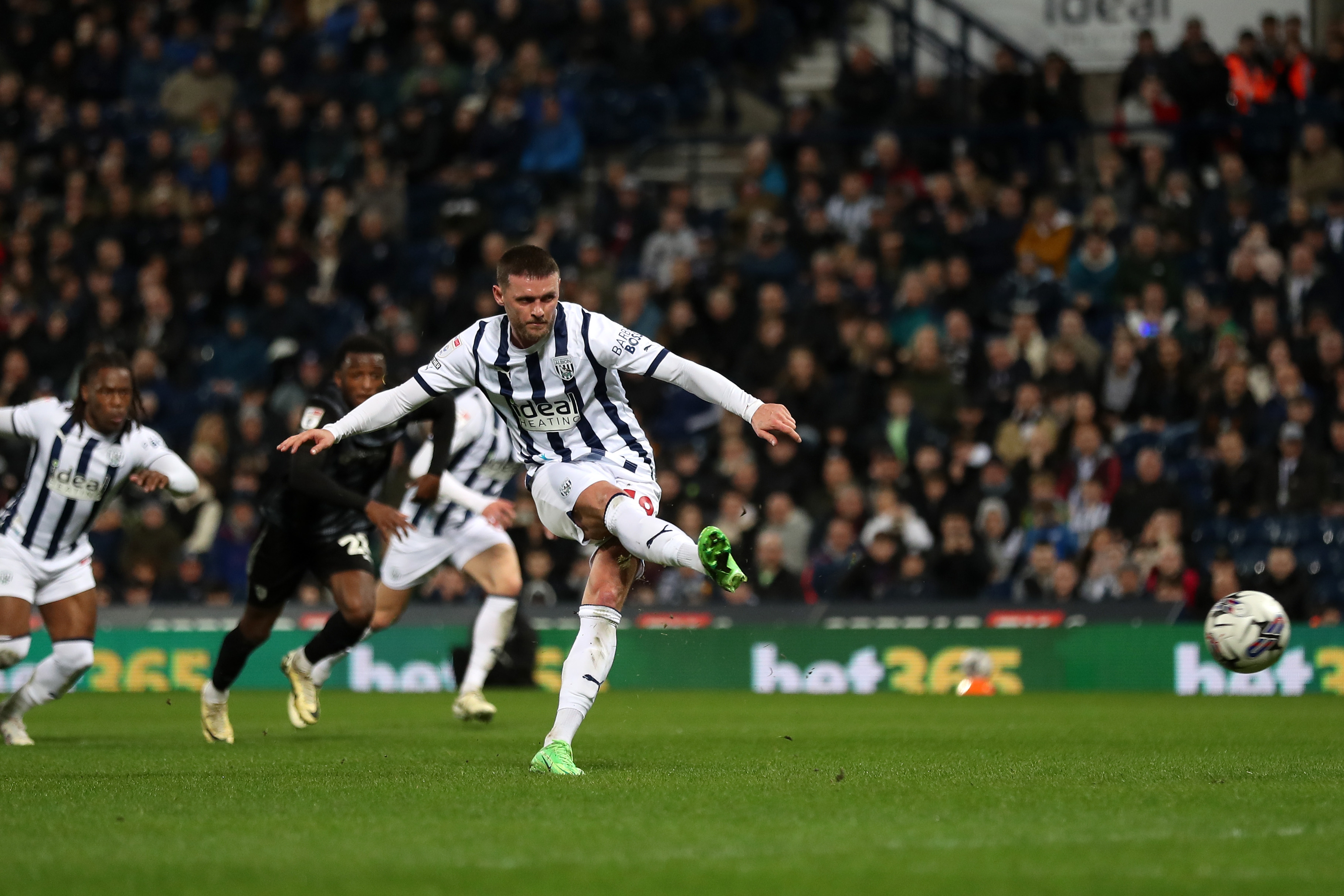John Swift takes a penalty against Rotherham at The Hawthorns