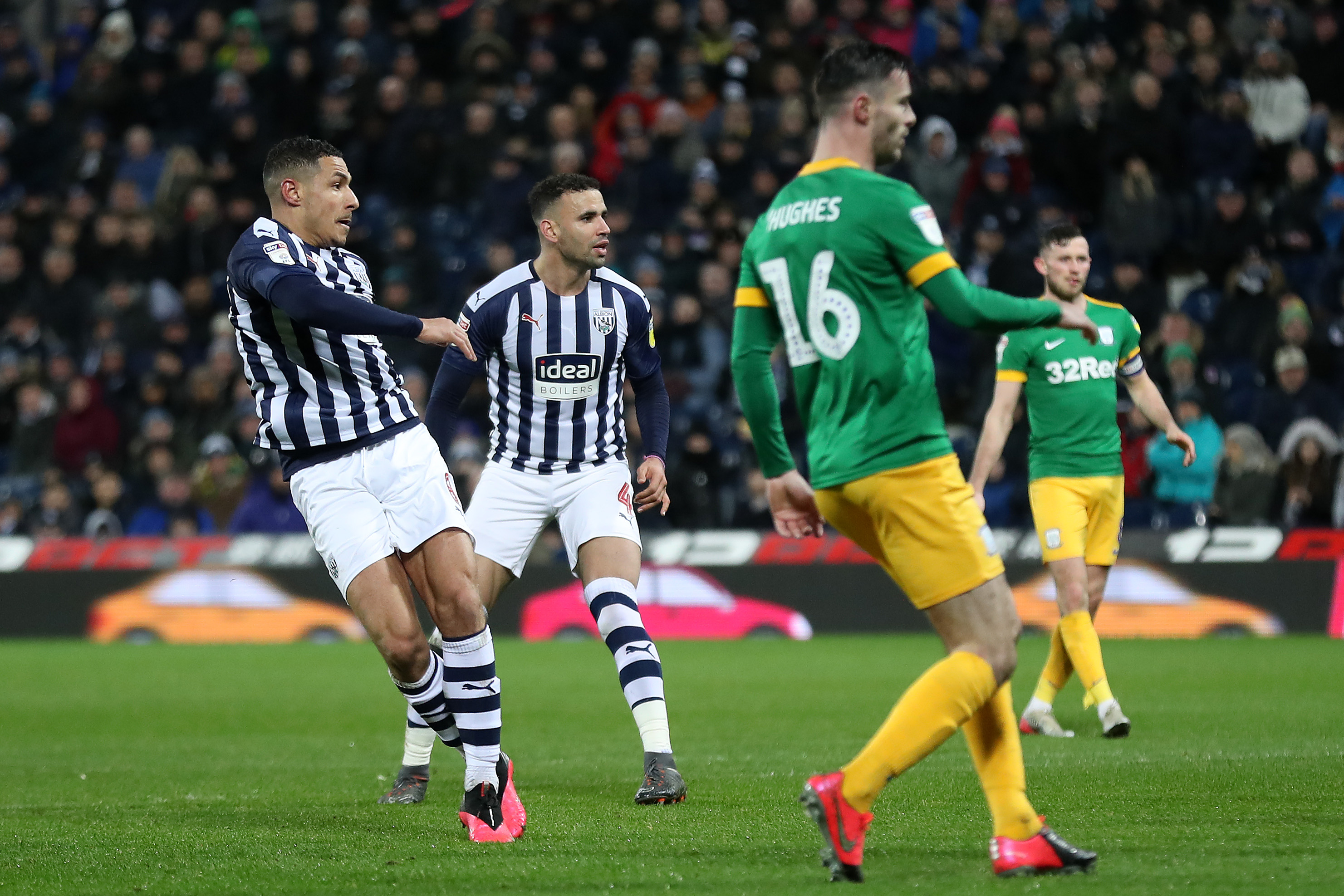 Jake Livermore scores against Preston North End at The Hawthorns in February 2020