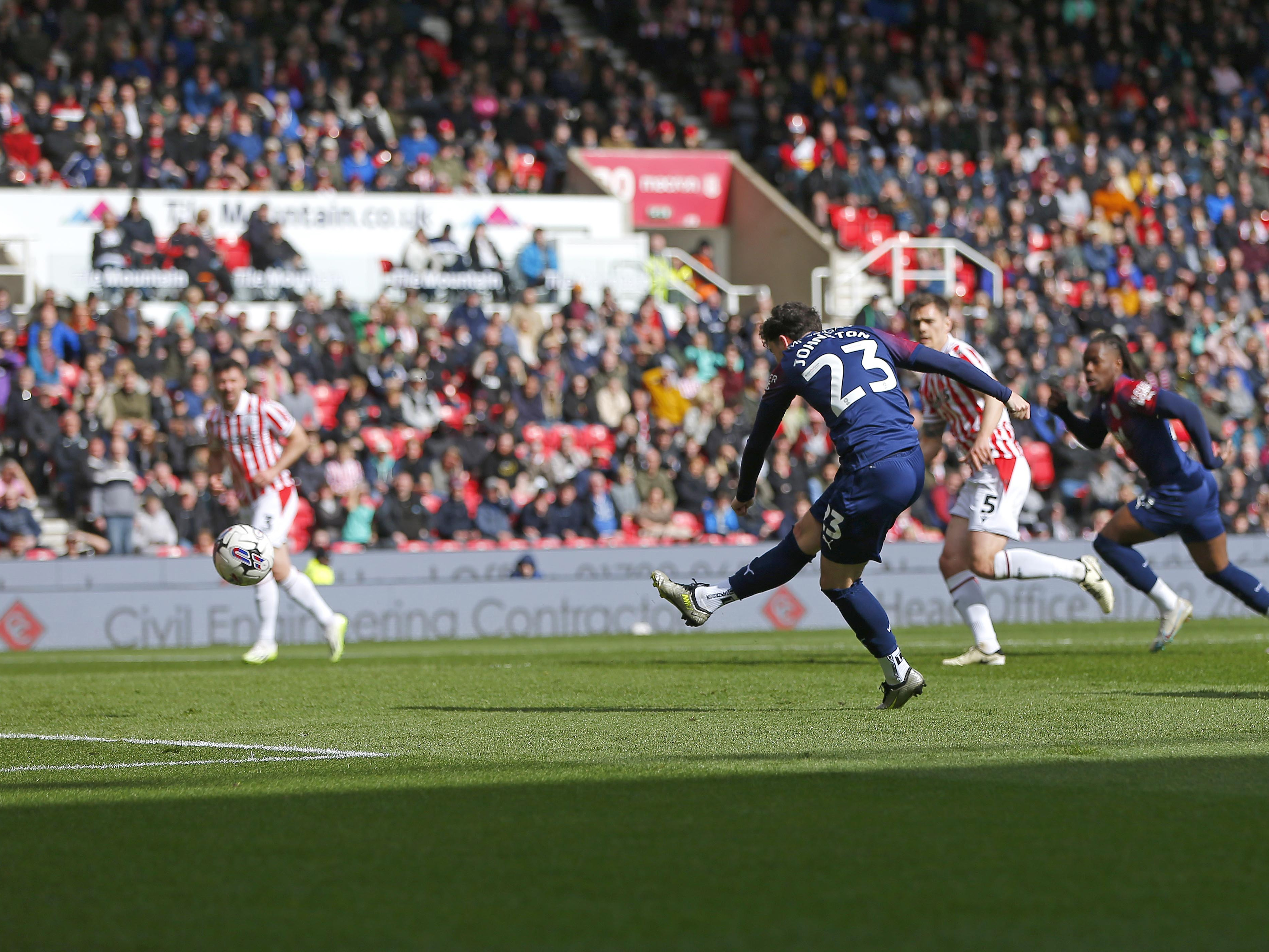 An image of Mikey Johnston scoring against Stoke