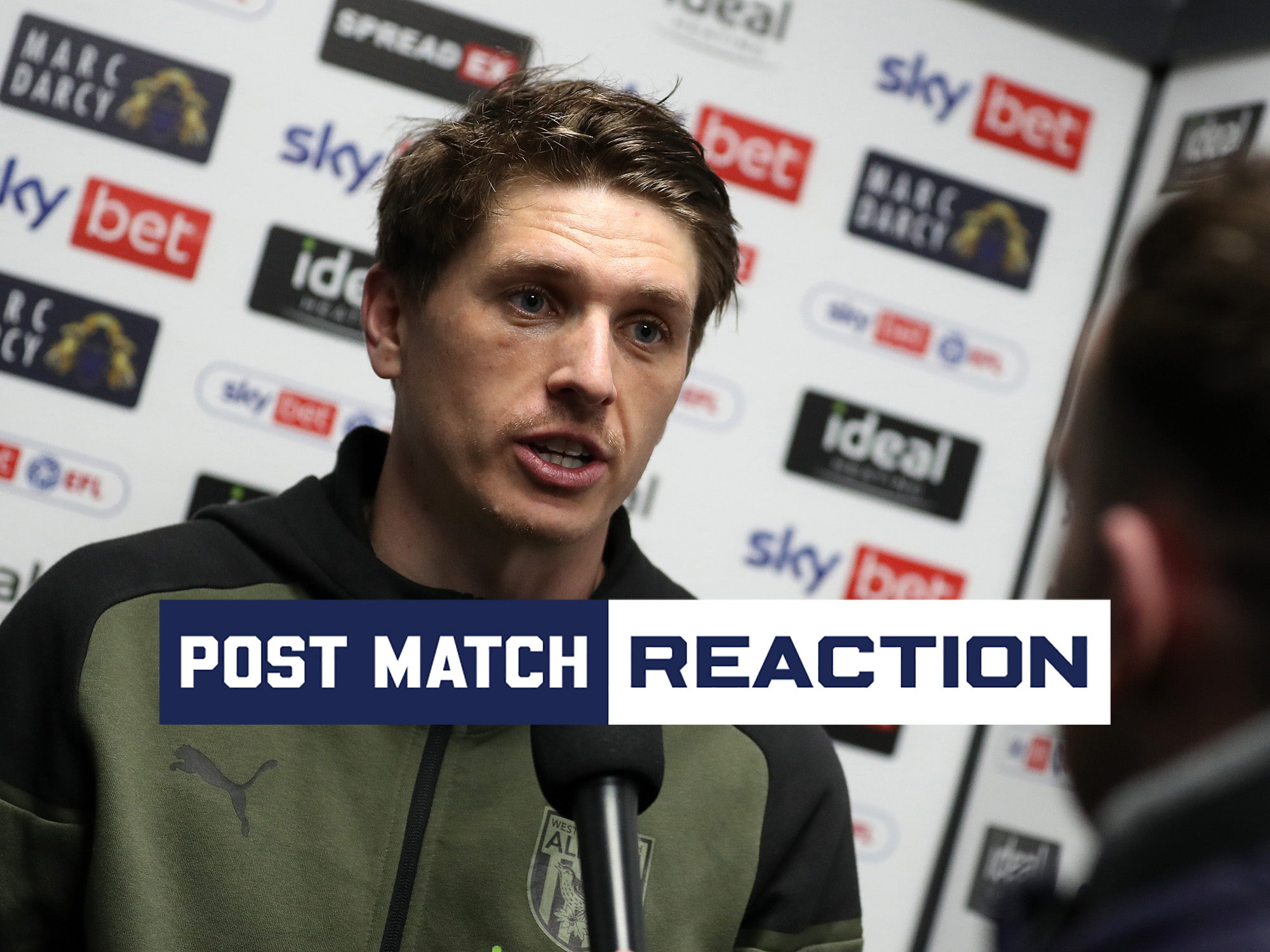 Adam Reach is interviewed after Albion's game against Rotherham 