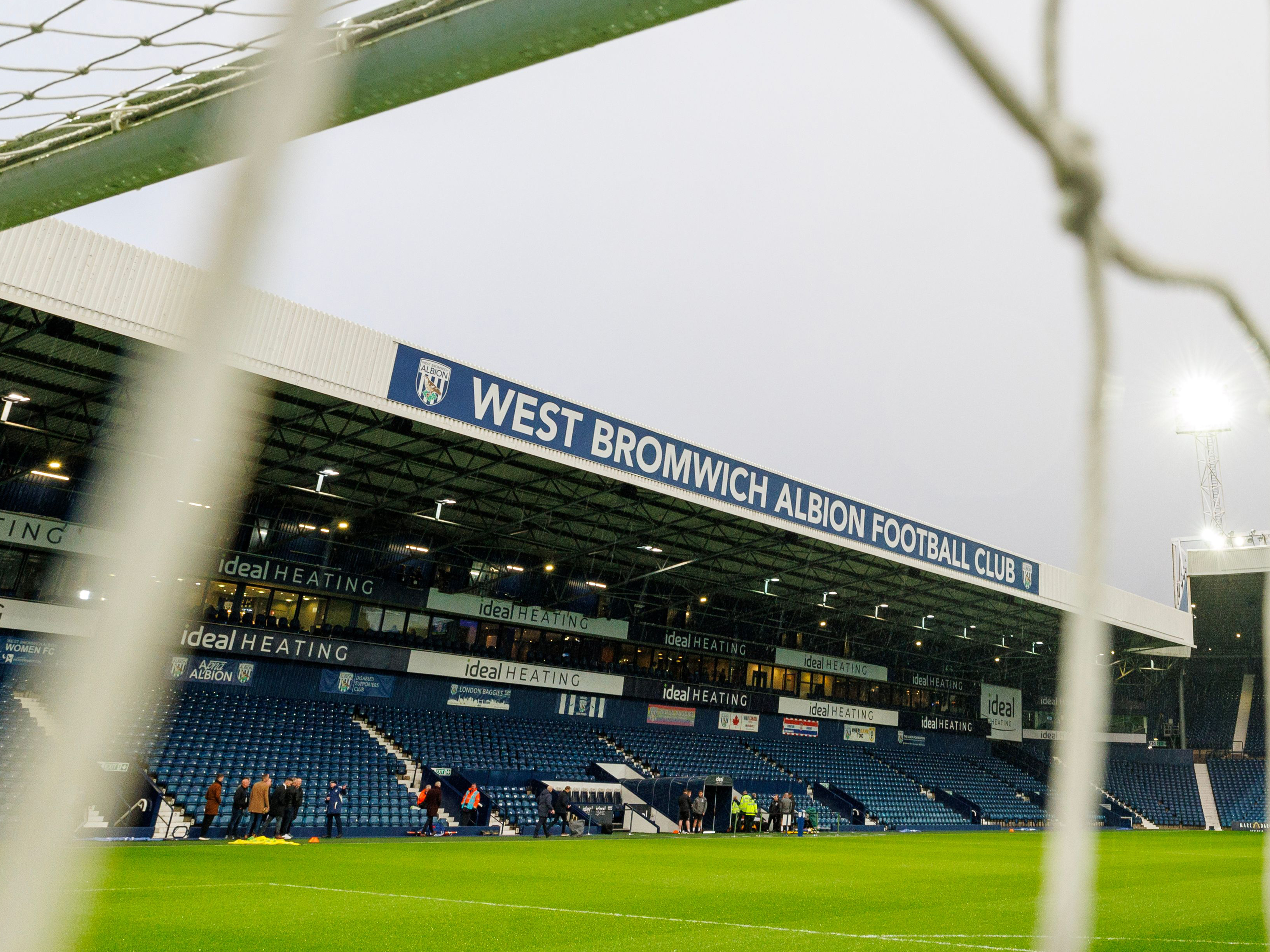 A general view of the West Stand at The Hawthorns through a goal net
