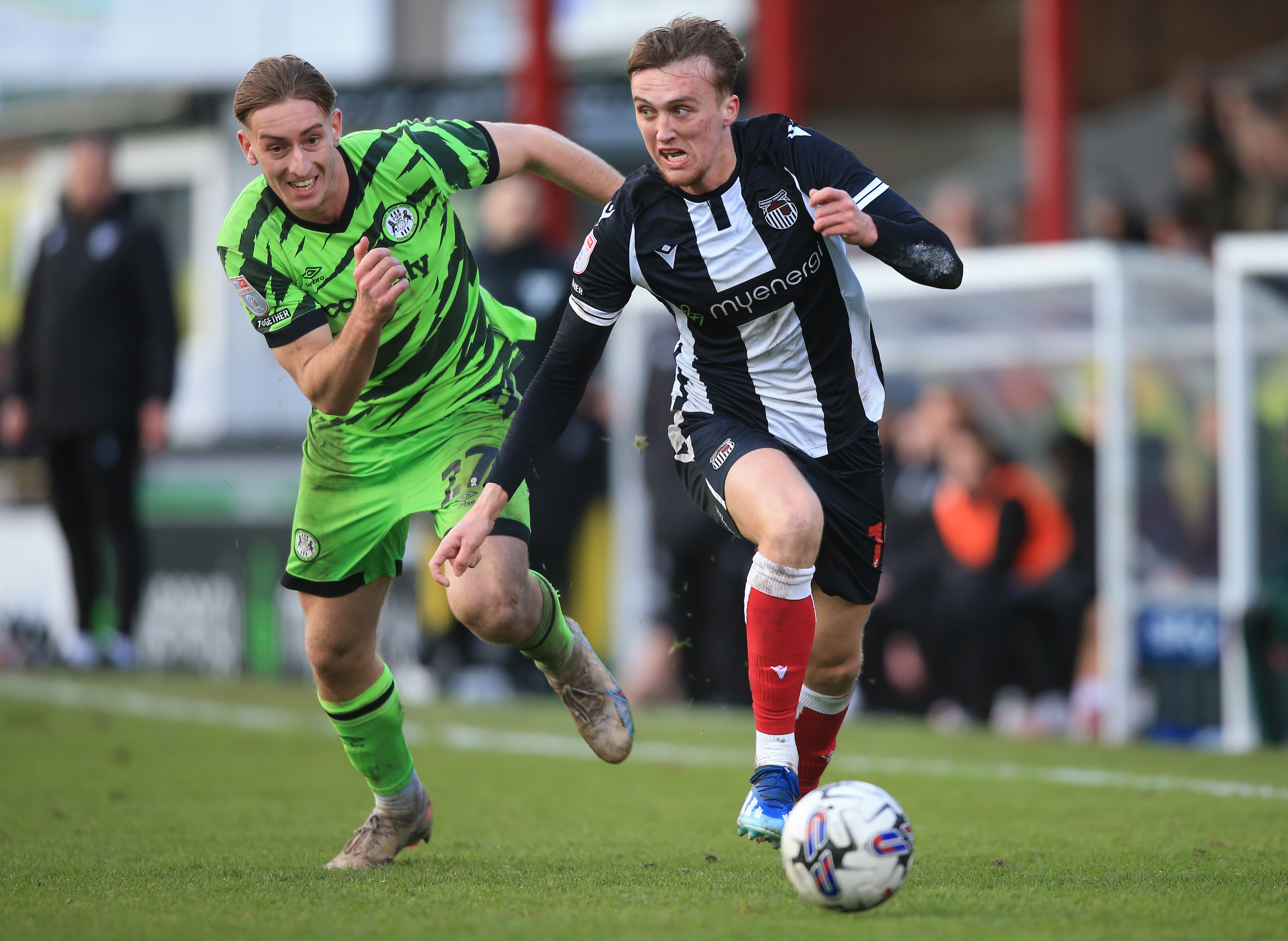 Jamie Andrews in action for Grimsby Town wearing their home kit 