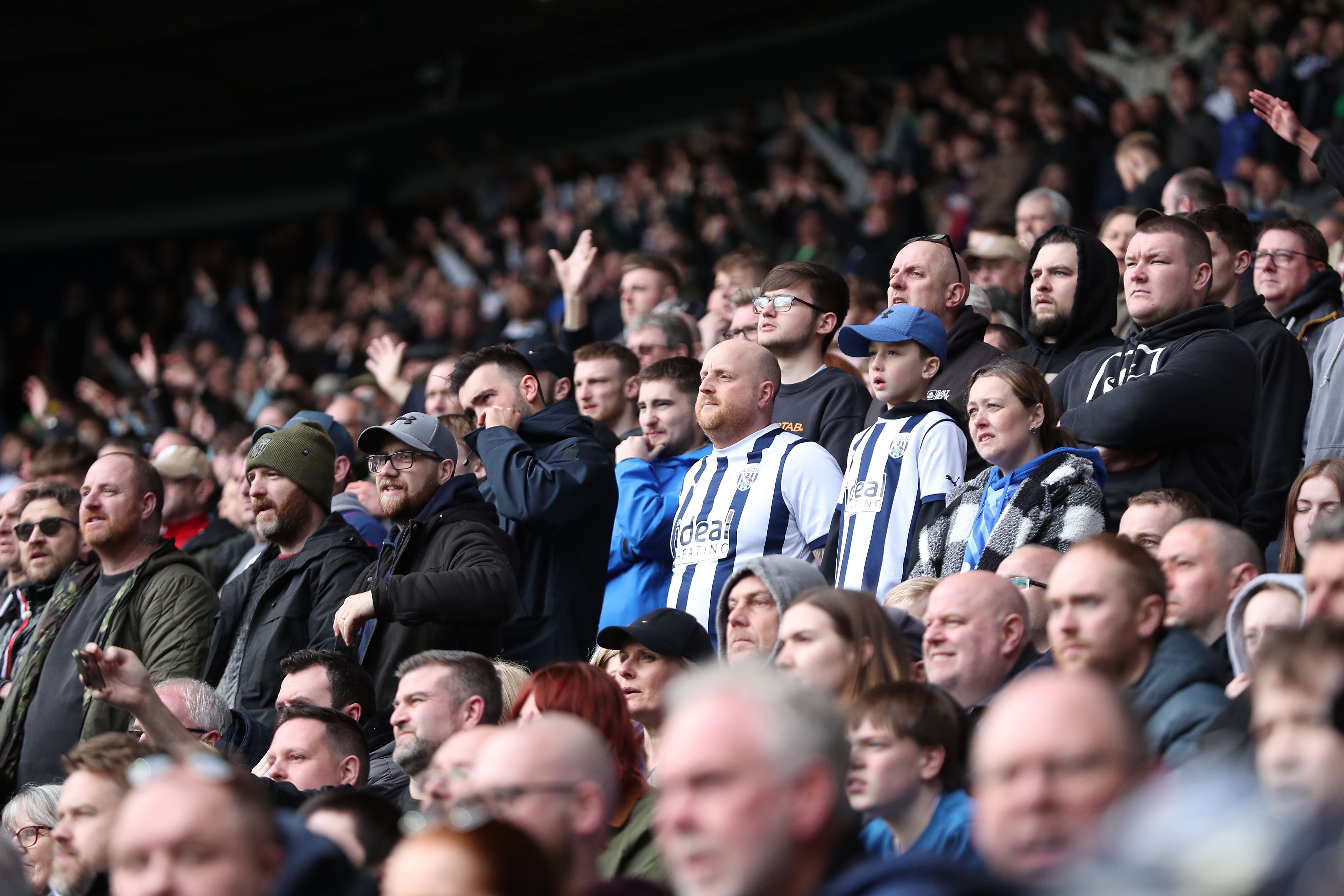 A general view of Albion fans at The Hawthorns during the game against Watford 