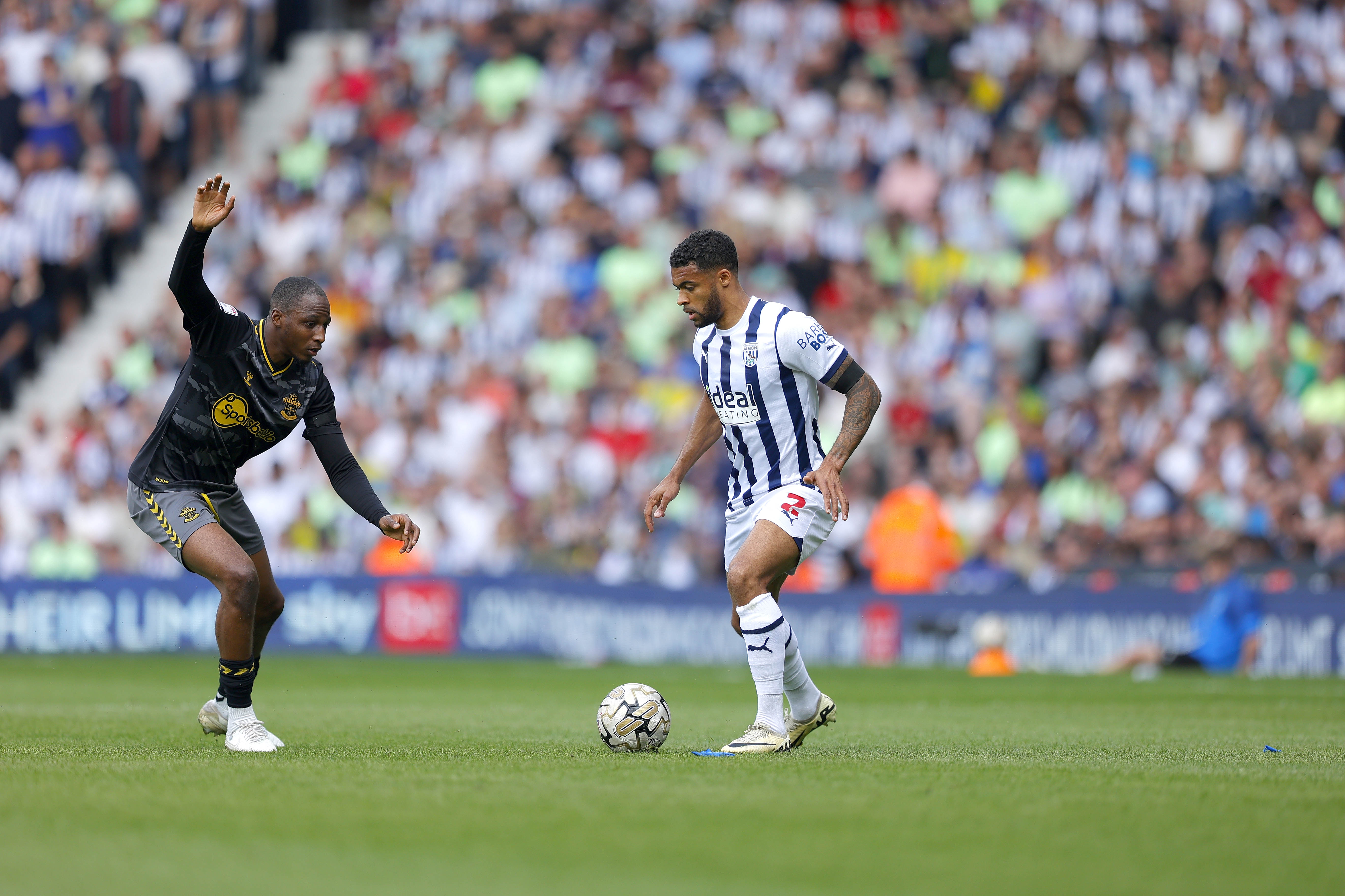 Darnell Furlong on the ball against Southampton at The Hawthorns 