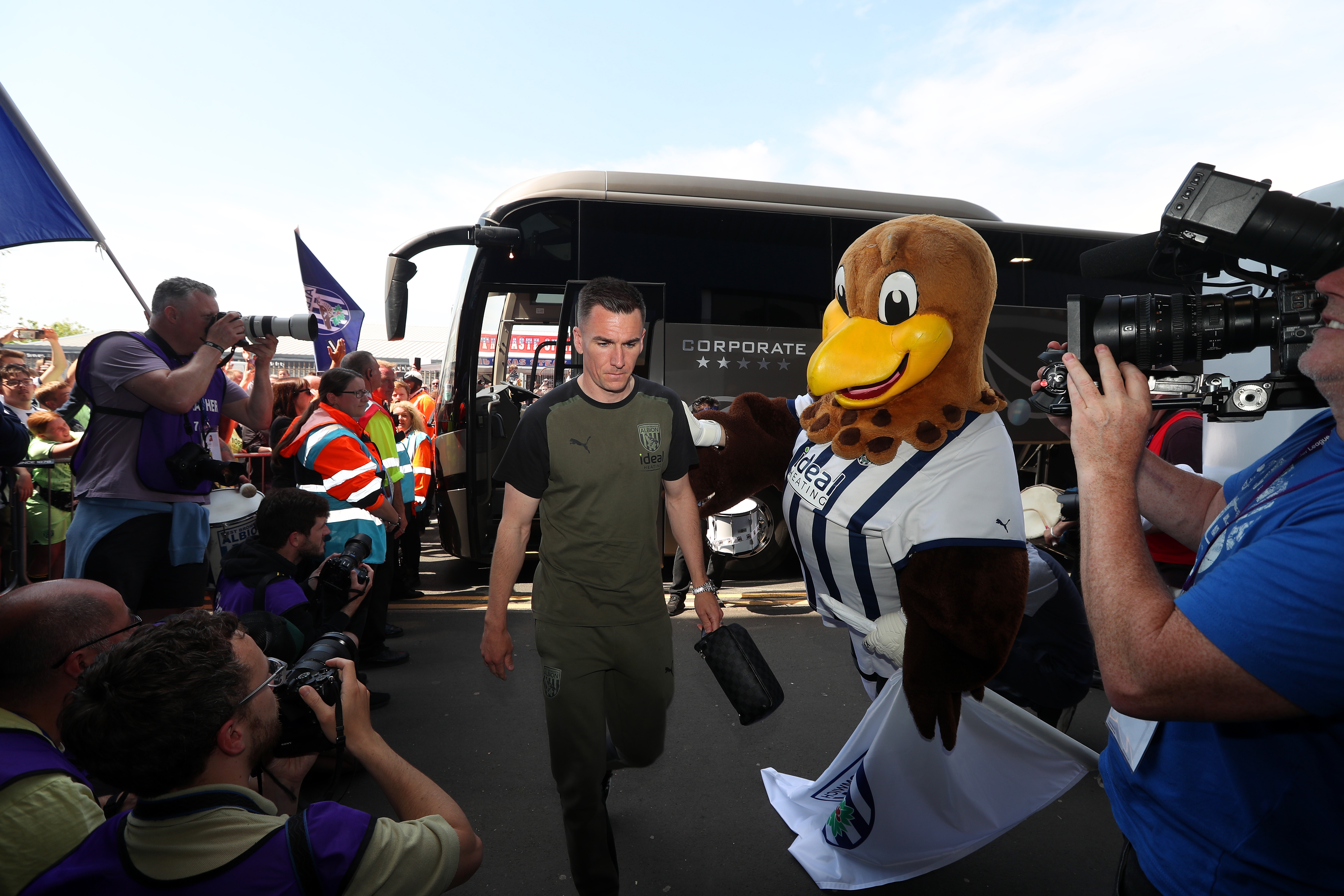 Jed Wallace arrives at The Hawthorns before Albion's game against Southampton