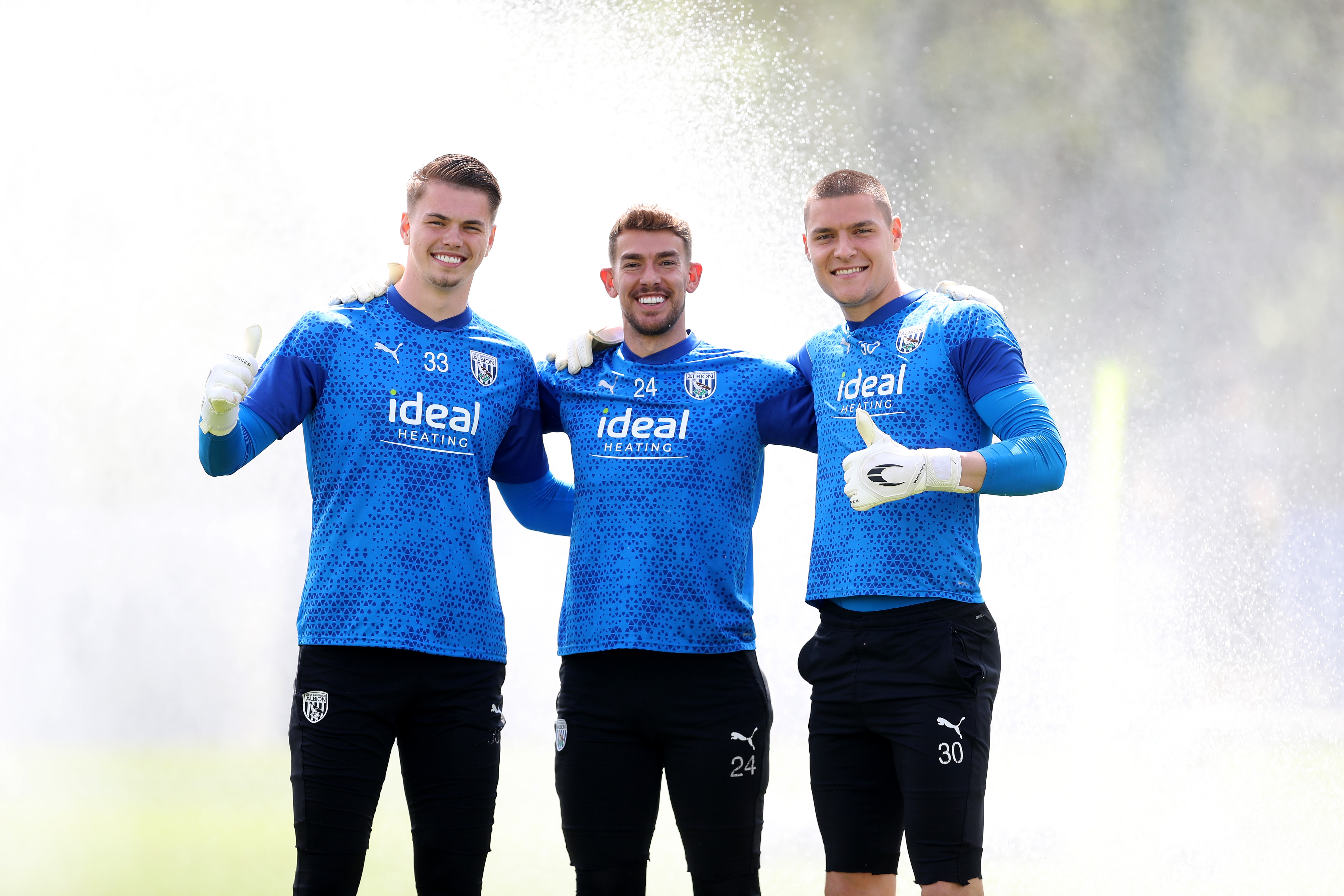 Albion goalkeepers Alex Palmer, Ted Cann and Josh Griffiths pose for a photo 