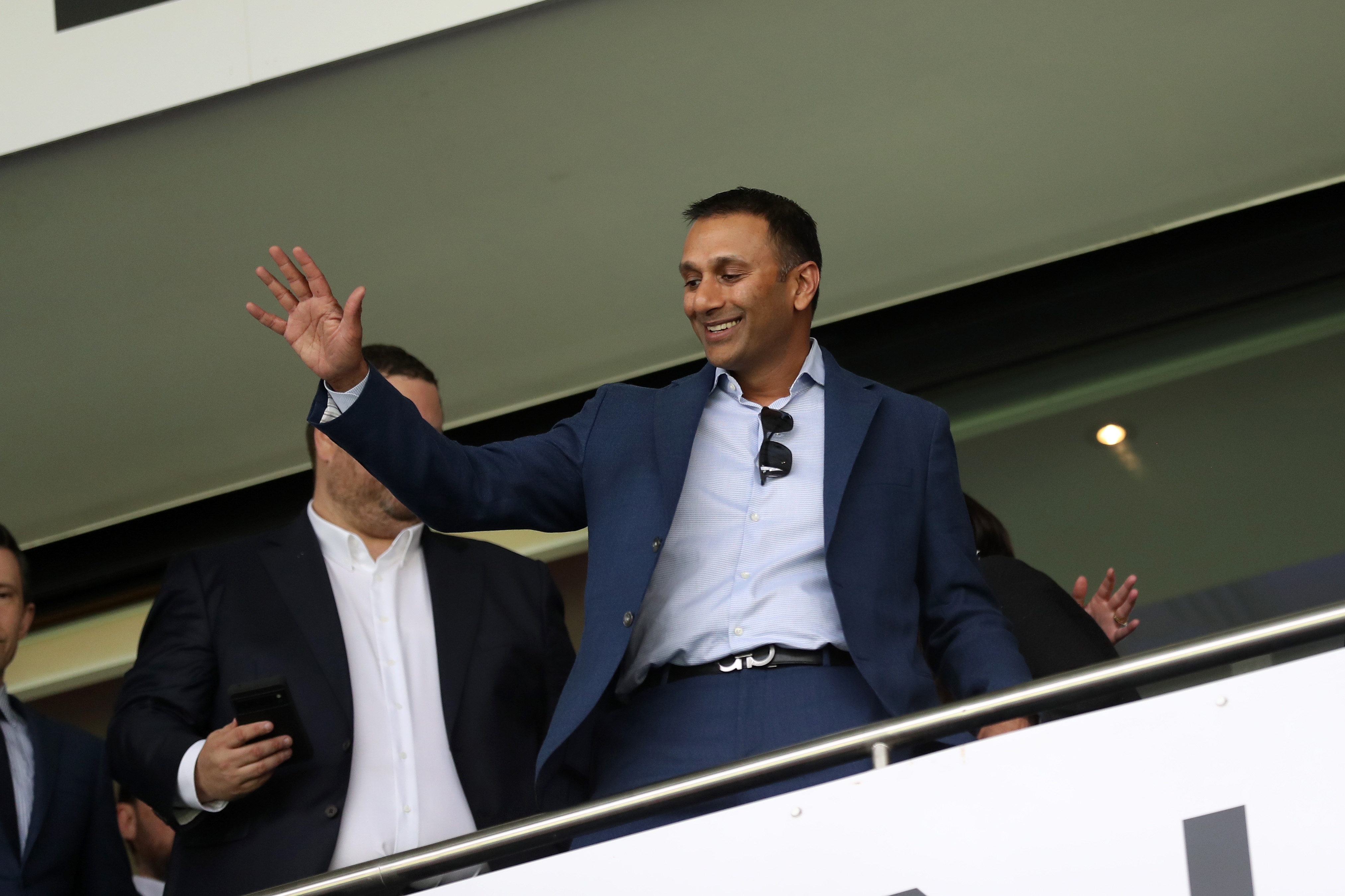 Chairman Shilen Patel waving to fans before the game against Southampton 