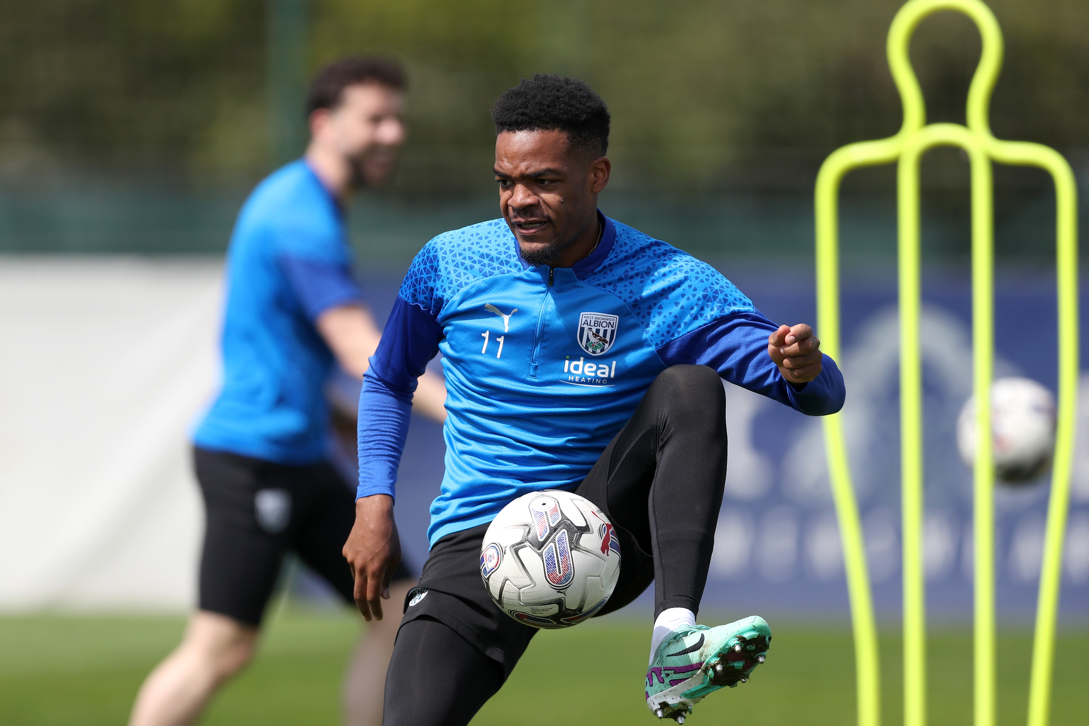 Grady Diangana on the ball during training 