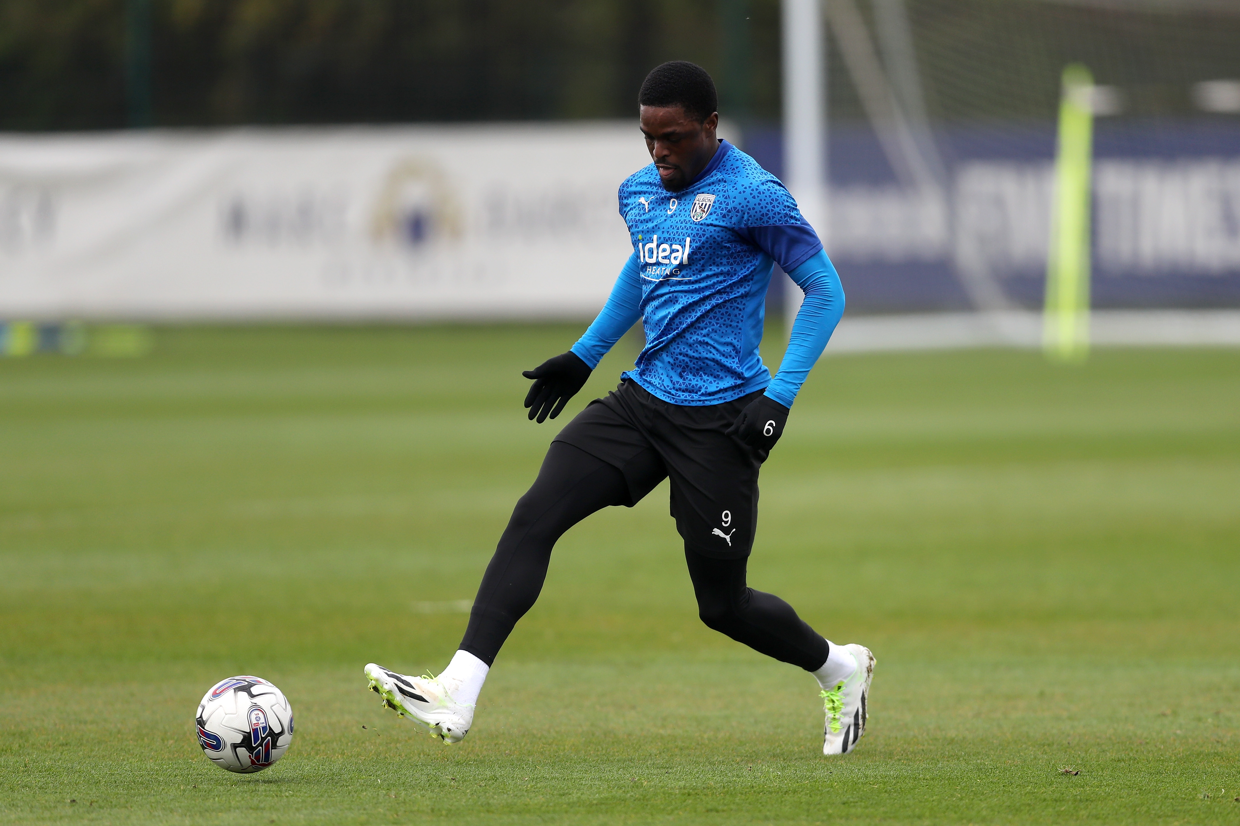 Josh Maja on the ball during a training session
