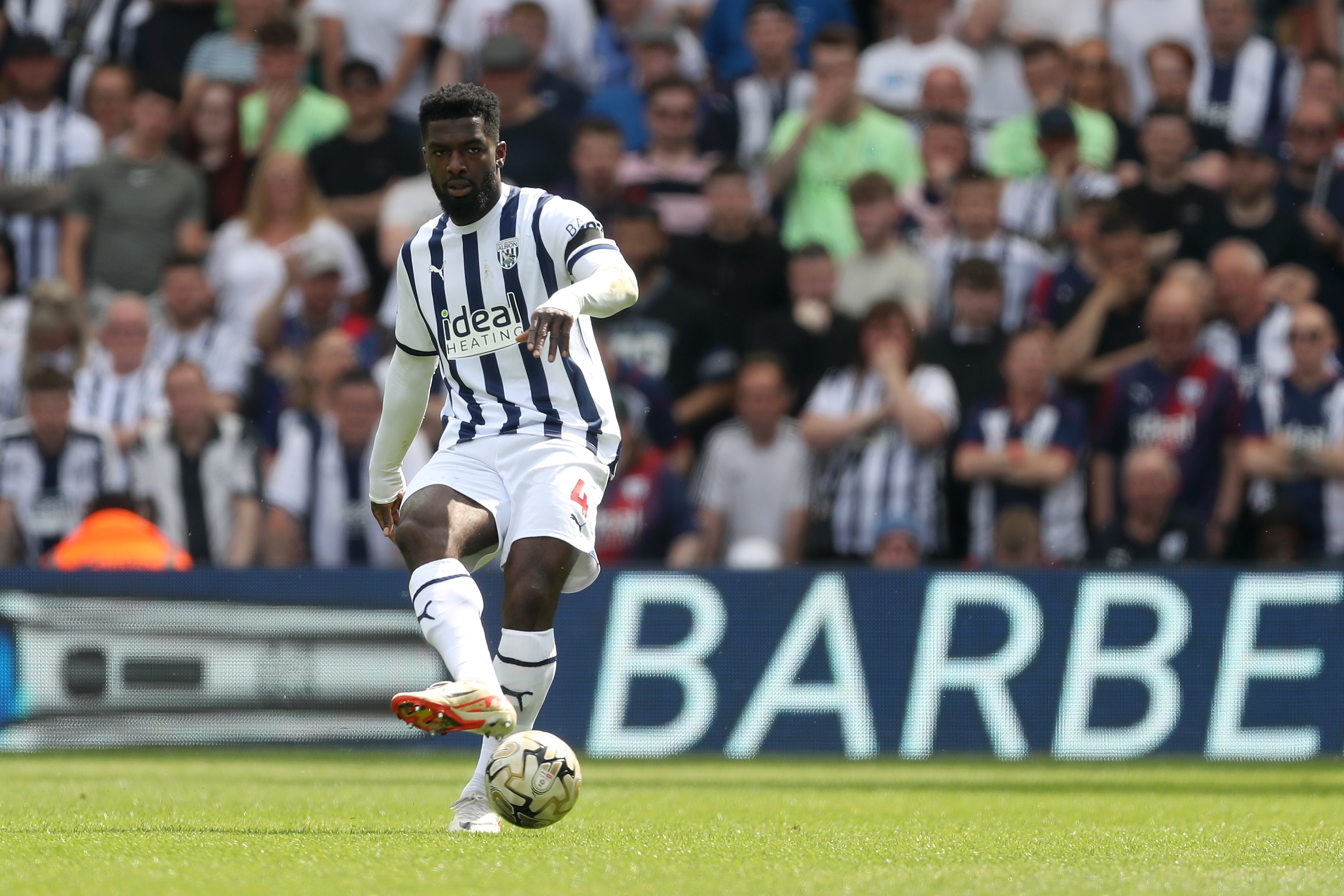 Cedric Kipre on the ball against Southampton at The Hawthorns