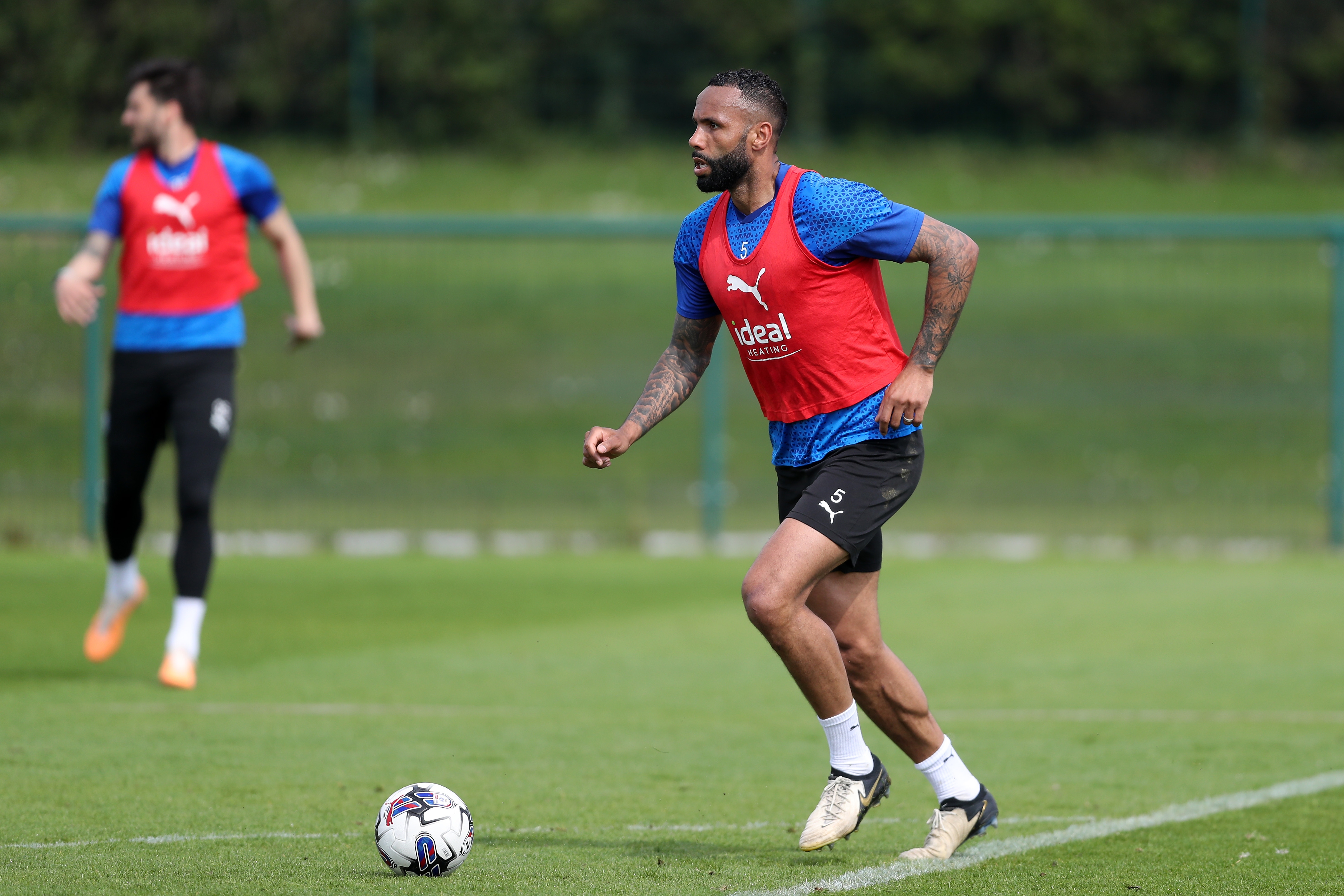 Kyle Bartley on the ball during a training session 