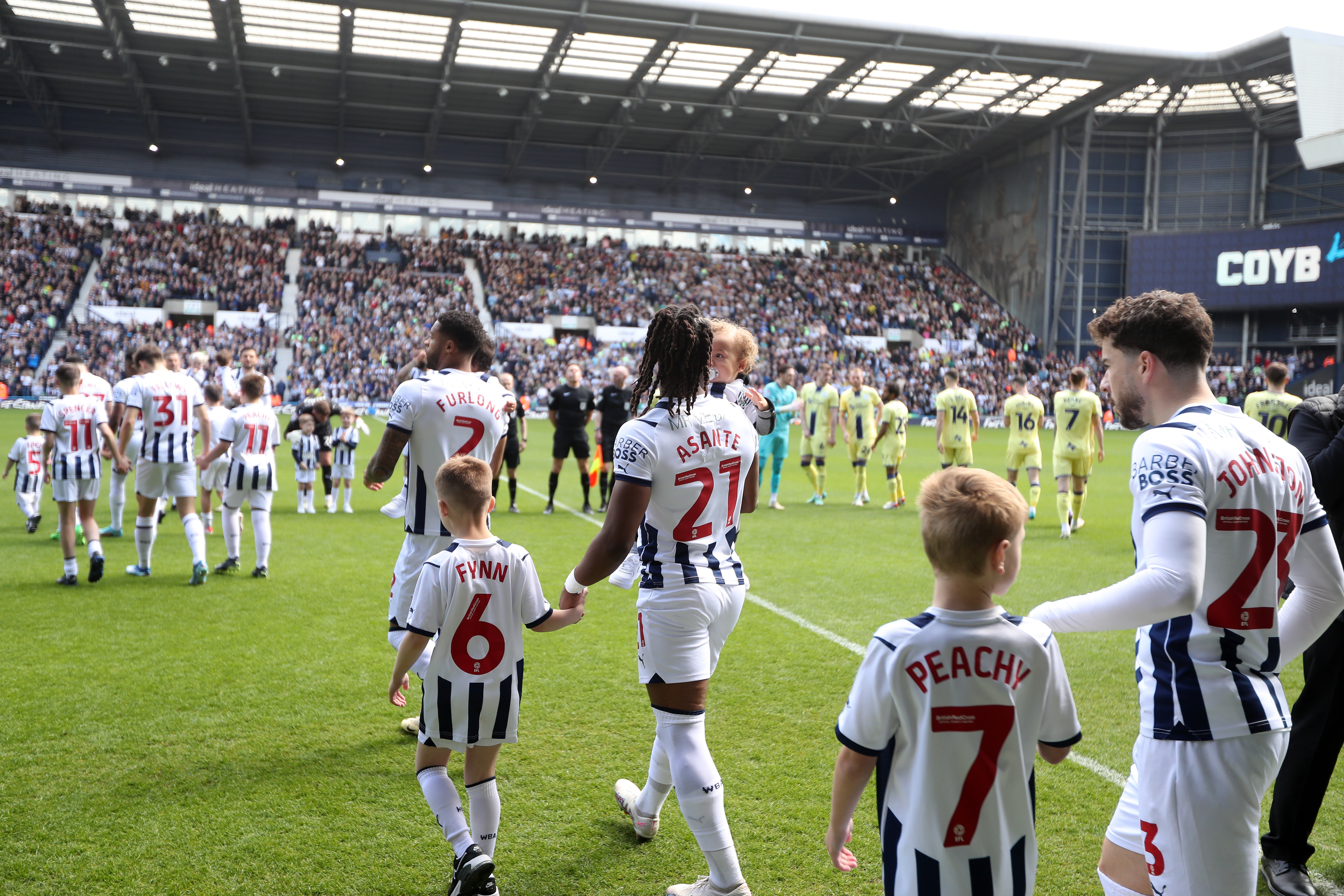 Albion players walking out of the tunnel at The Hawthorns before the Preston game