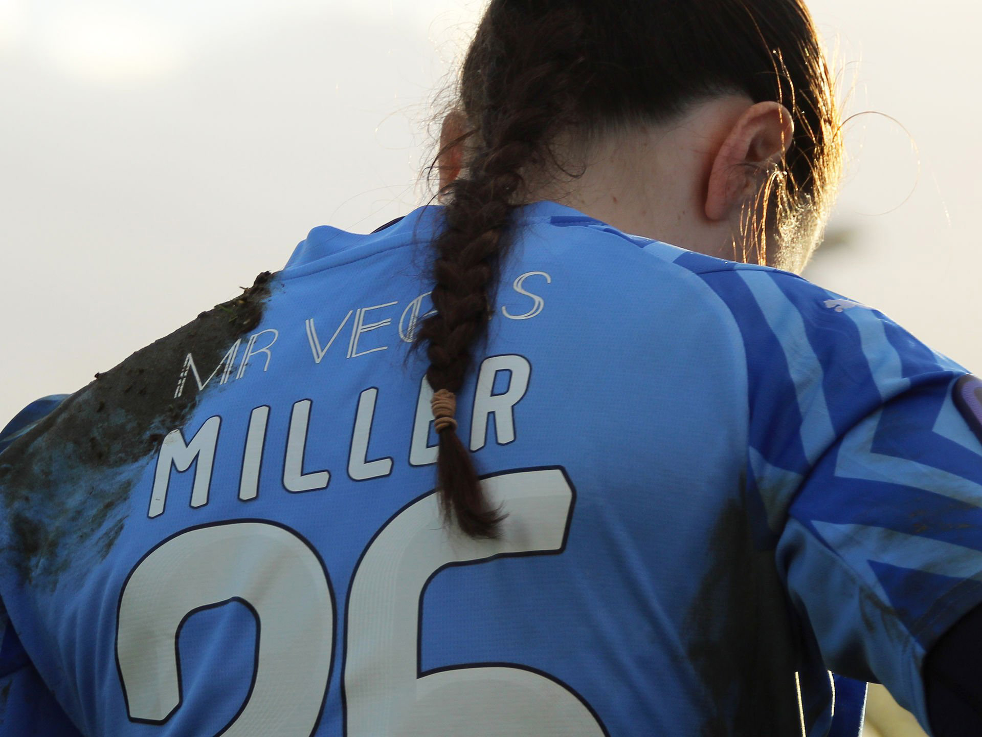 The back of Anna Miller during a game  