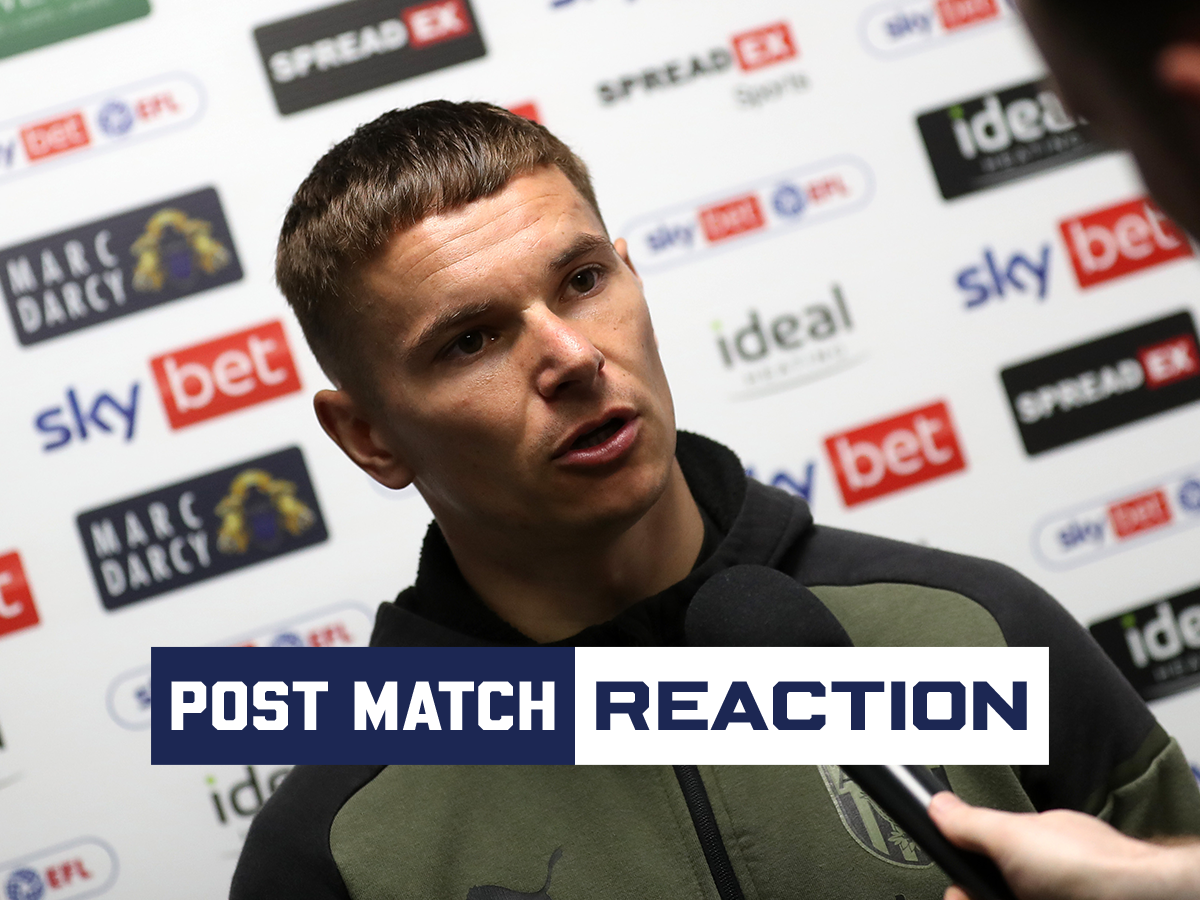 A photo of Conor Townsend talking to WBA TV following Albion's Play-Off semi-final clash with Southampton 