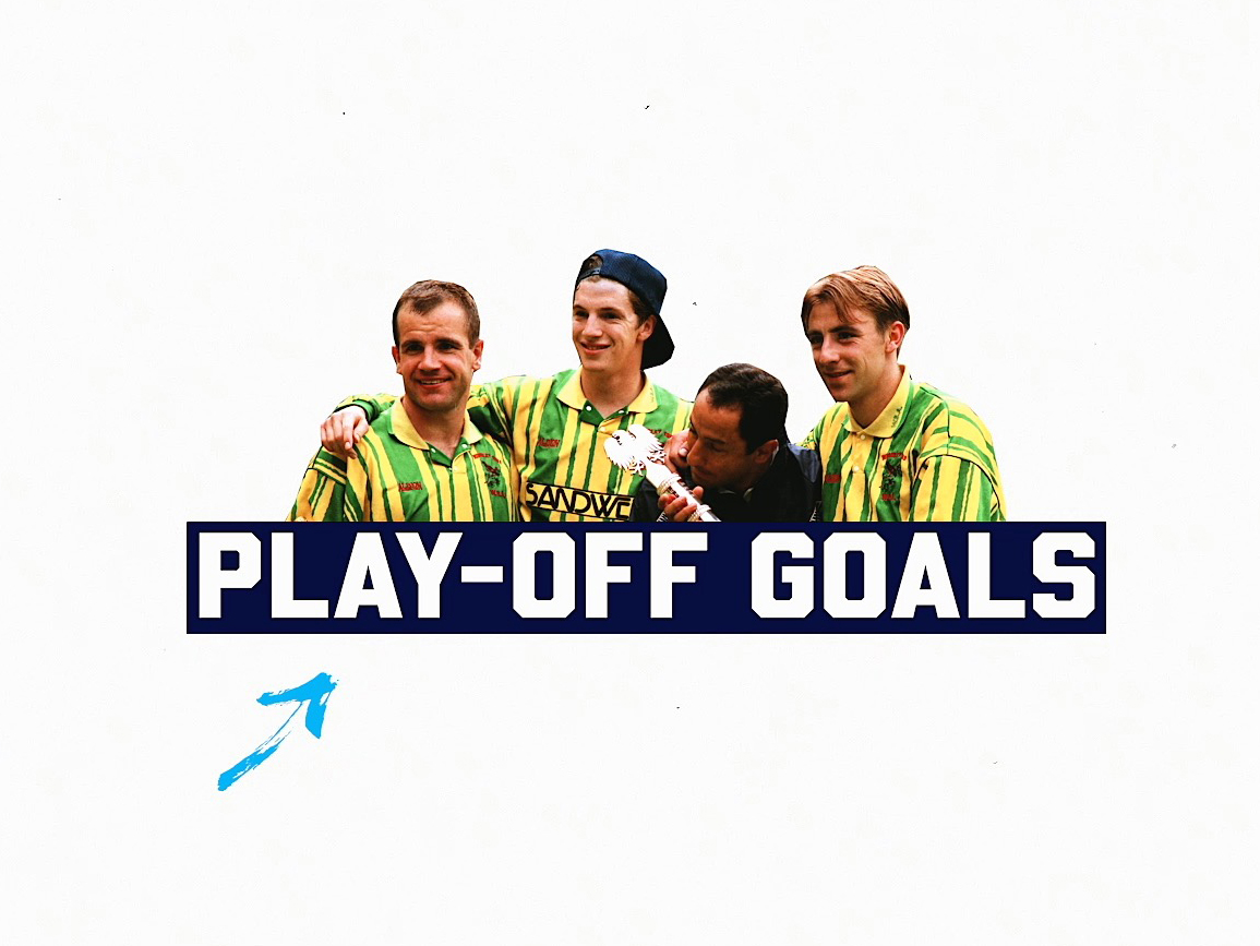 a graphic with images of 1993 play-off winners on and the words Play-Off Goals 