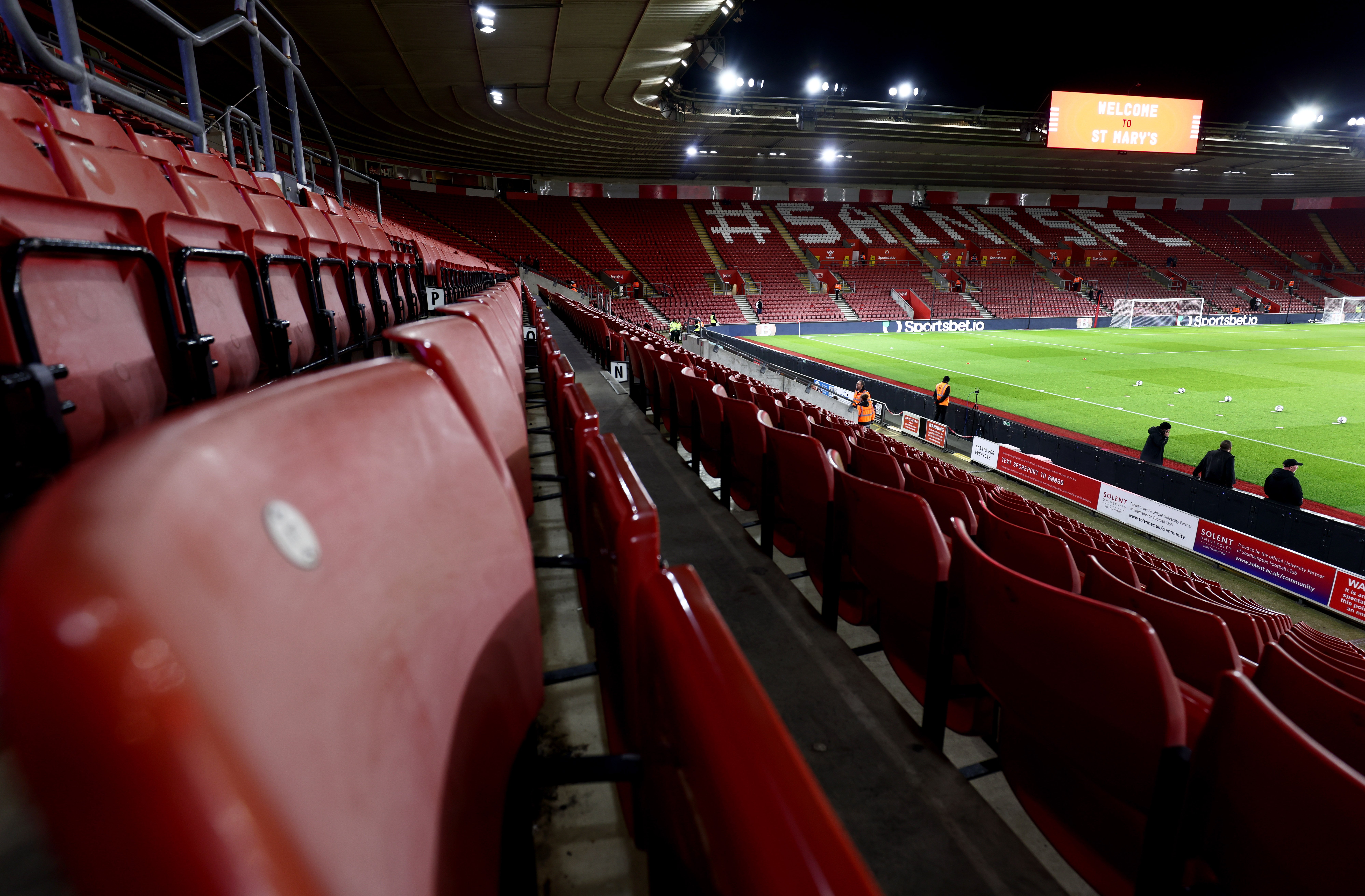 A general view of St Mary's Stadium at night time 