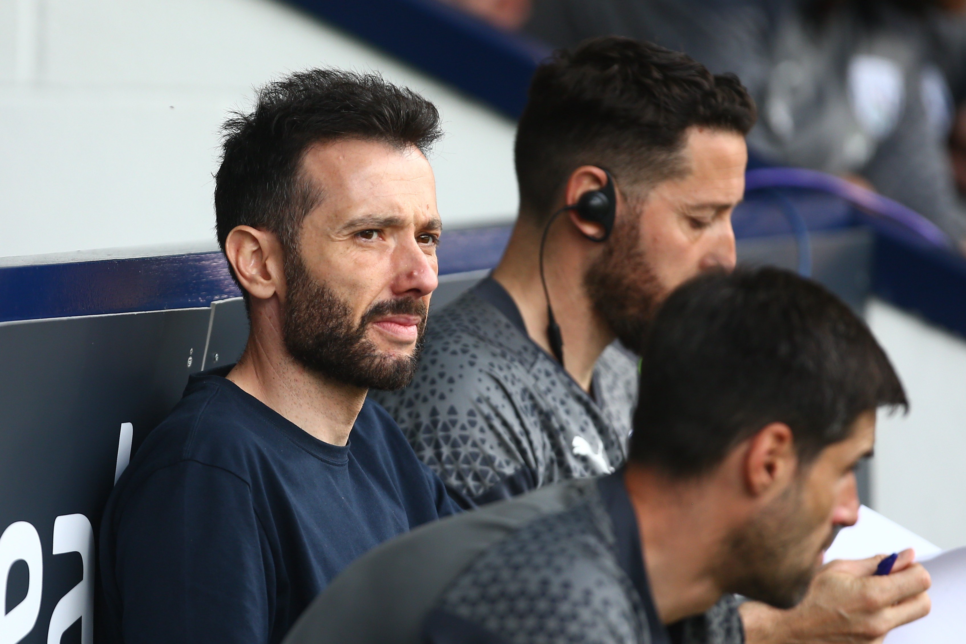 Carlos Corberán sat in the dugout at The Hawthorns before the game against Southampton 