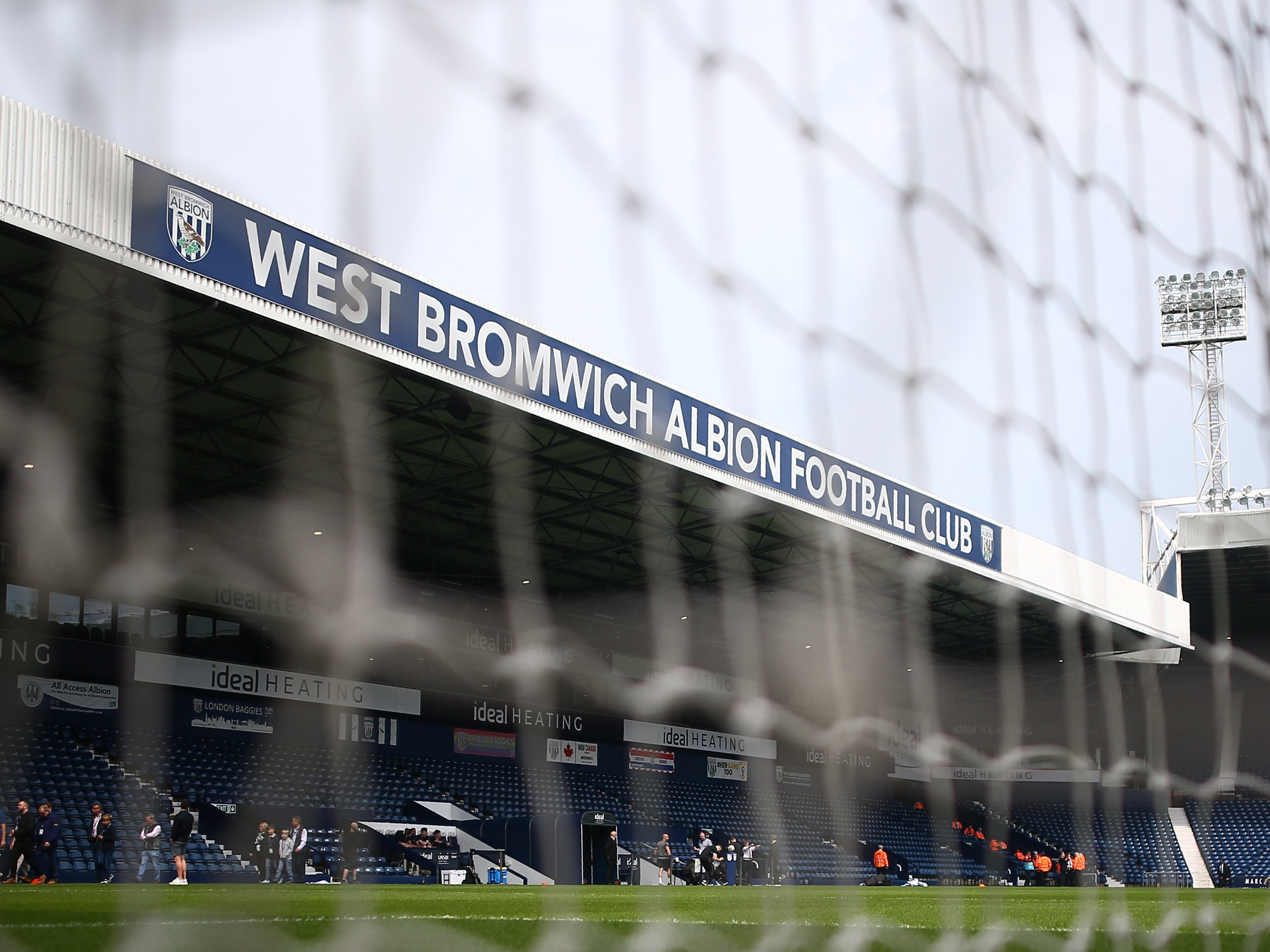 A general view of the West Stand at The Hawthorns through the goal net