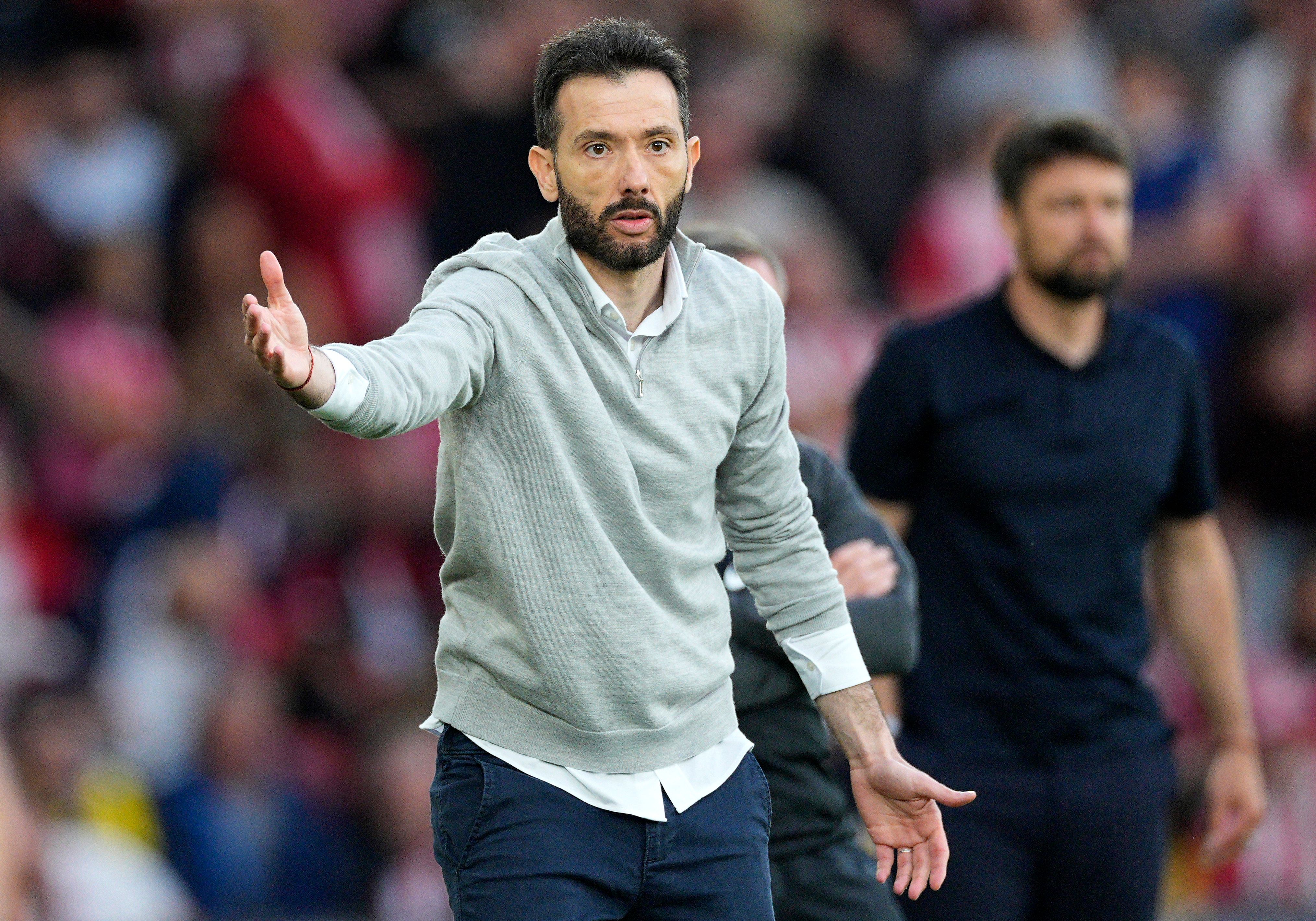 Carlos Corberán on the touchline at St Mary's Stadium during the game against Southampton 