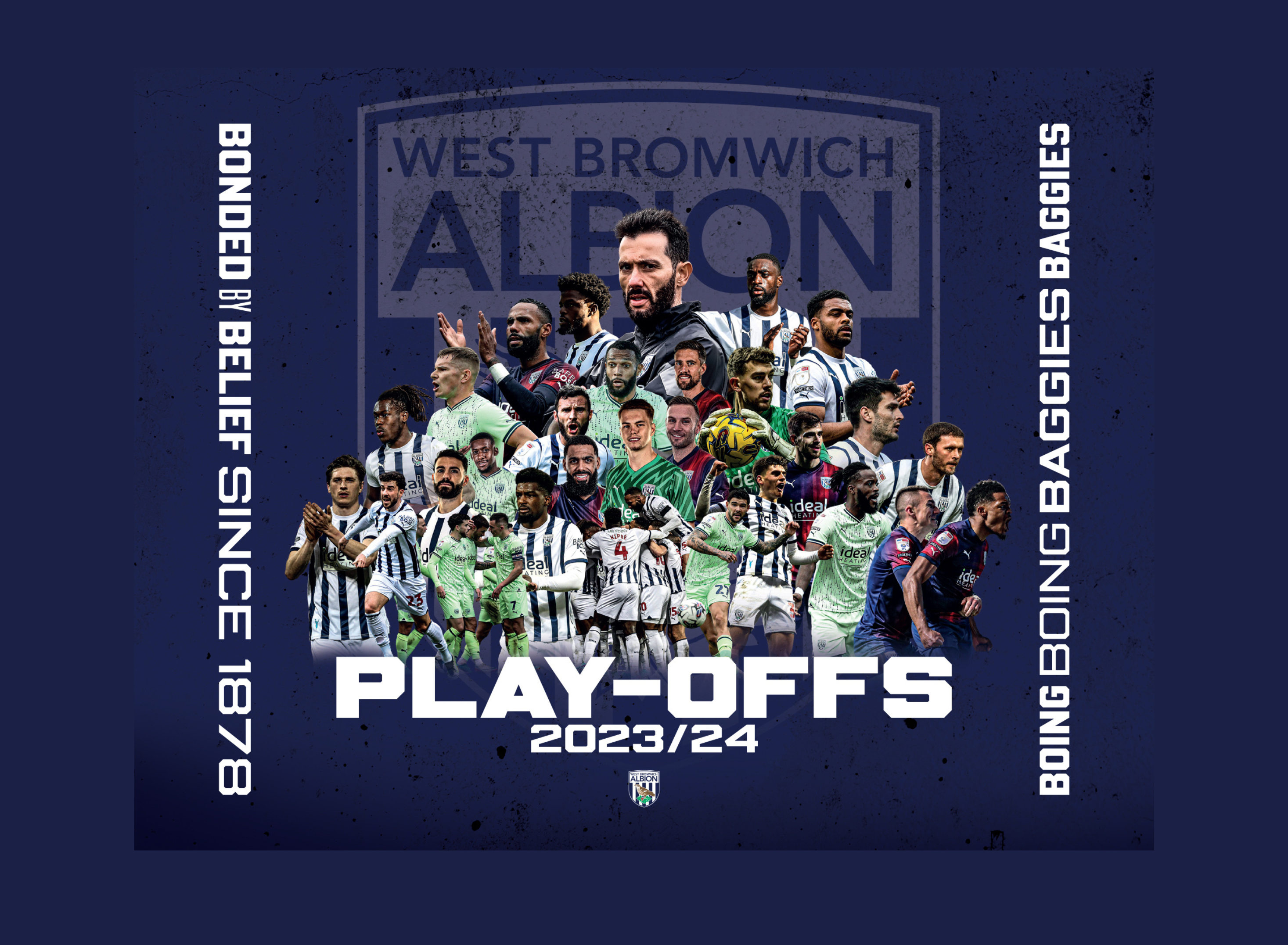 EFL Play-off Graphic featuring Carlos Corberan and Albion's Men's Squad