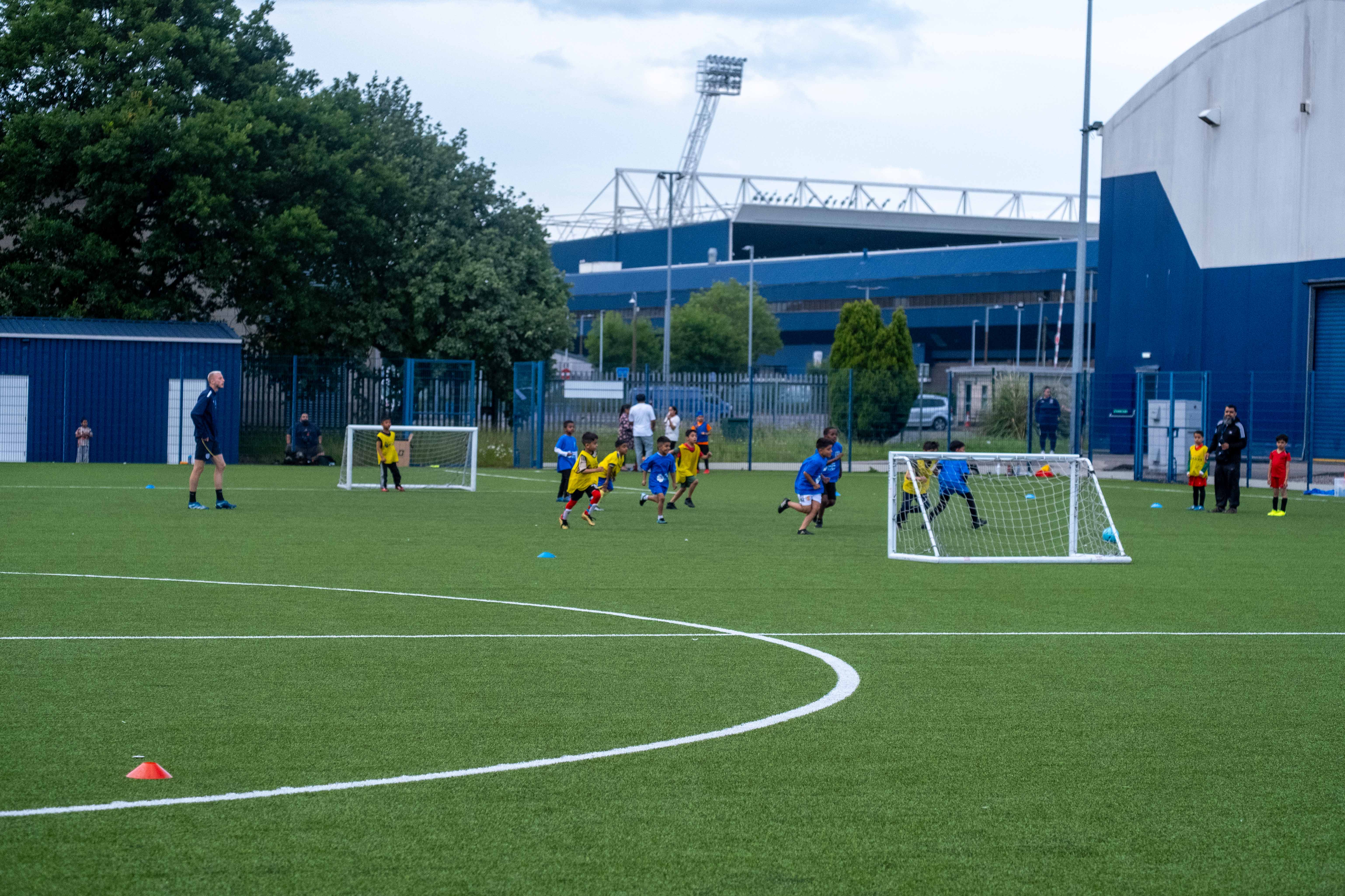 A shot showing an ongoing fixture between two teams at the South Asian Emerging Talent Festival, The Hawthorns can clearly be seen in the background.