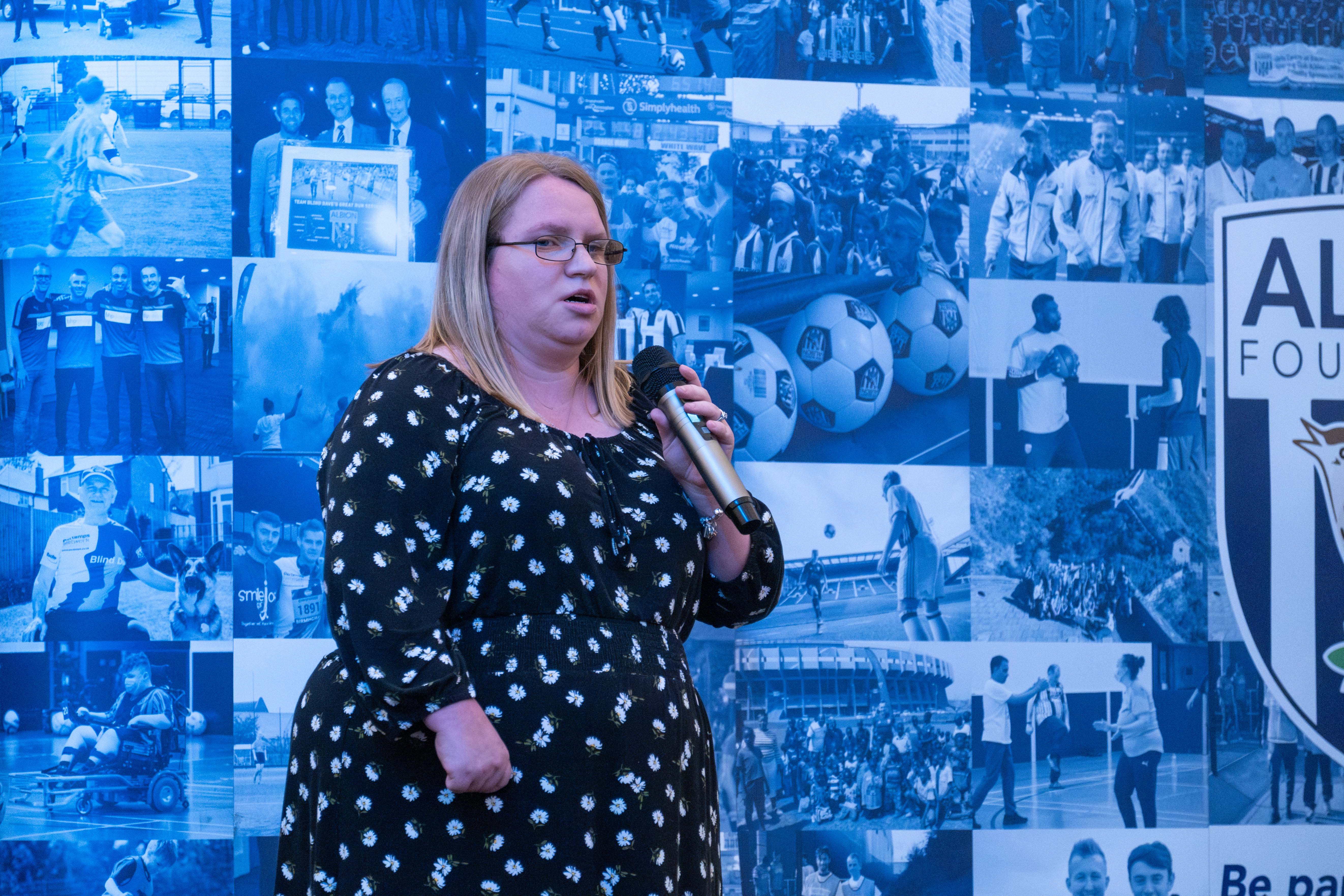 Lucy Moore tells guests her story of working at The Albion Foundation.