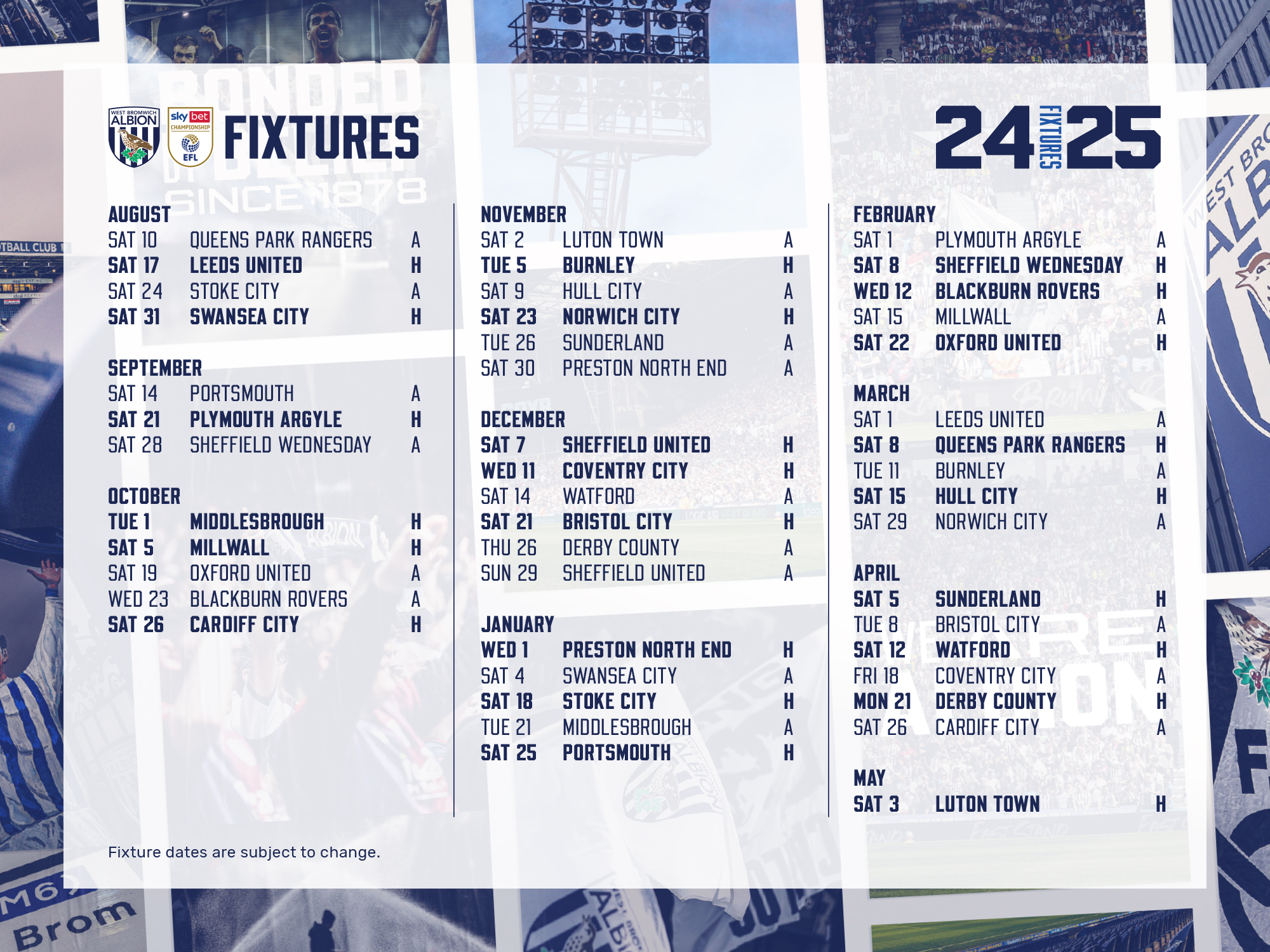 Albion s 2024 25 Sky Bet Championship Fixtures Announced West Albion s 2024 25 Sky Bet Championship Fixtures Announced West