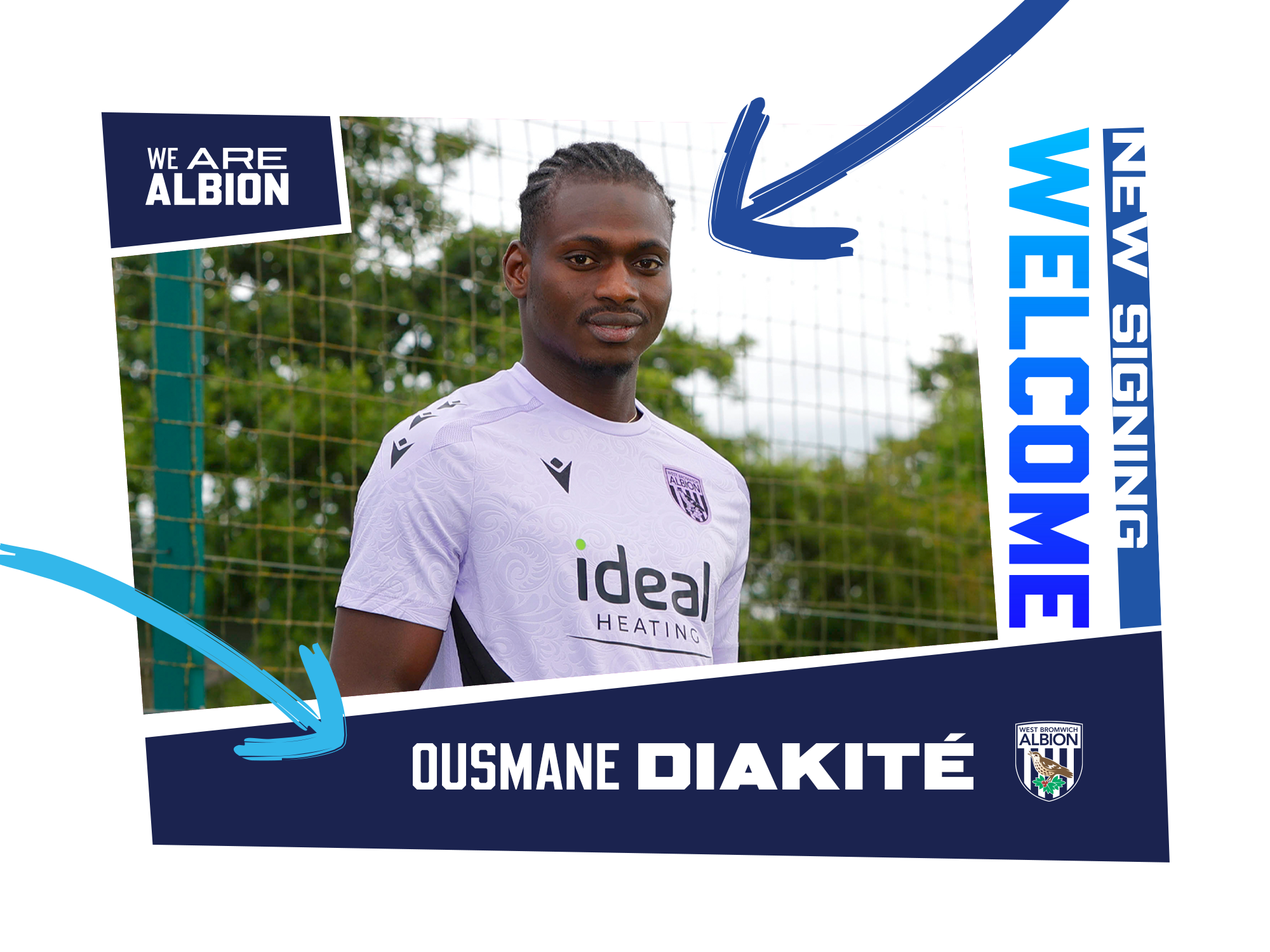 Ousmane Diakité's new signing graphic with an image of him smiling at the camera