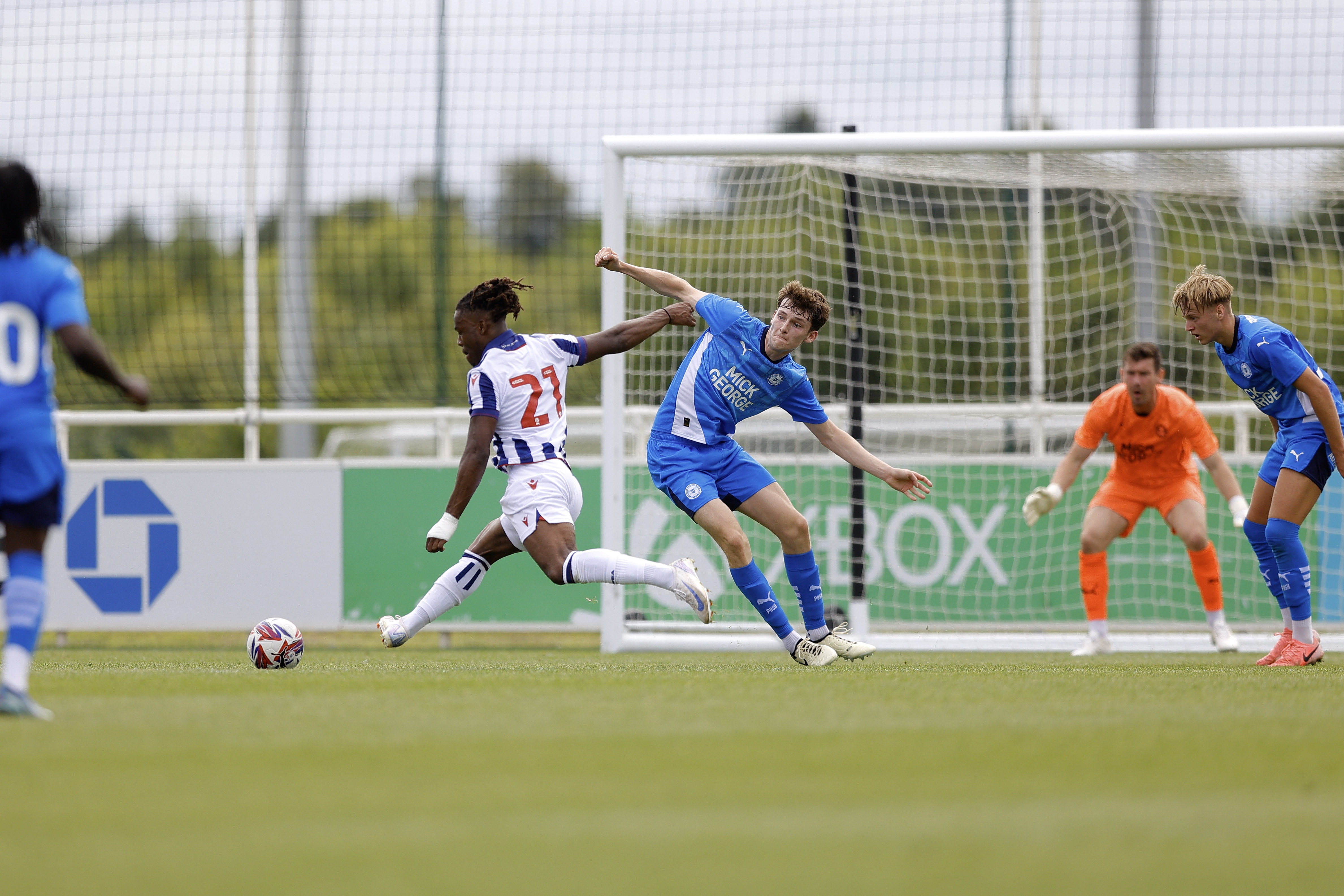 An image of Brandon Thomas-Asante shooting during Albion's friendly against Peterborough