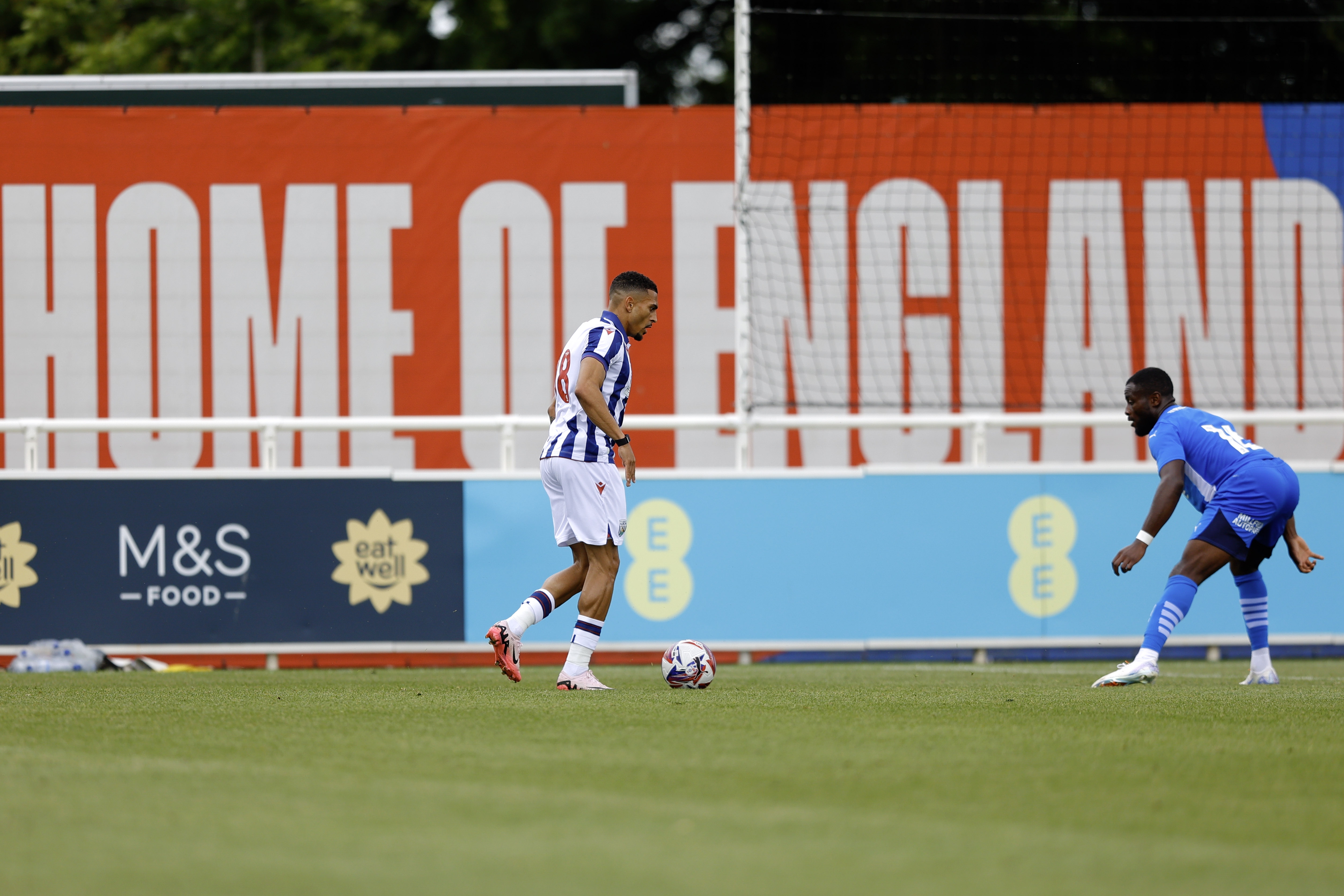 An image of Karlan Grant on the ball during Albion's friendly against Peterborough