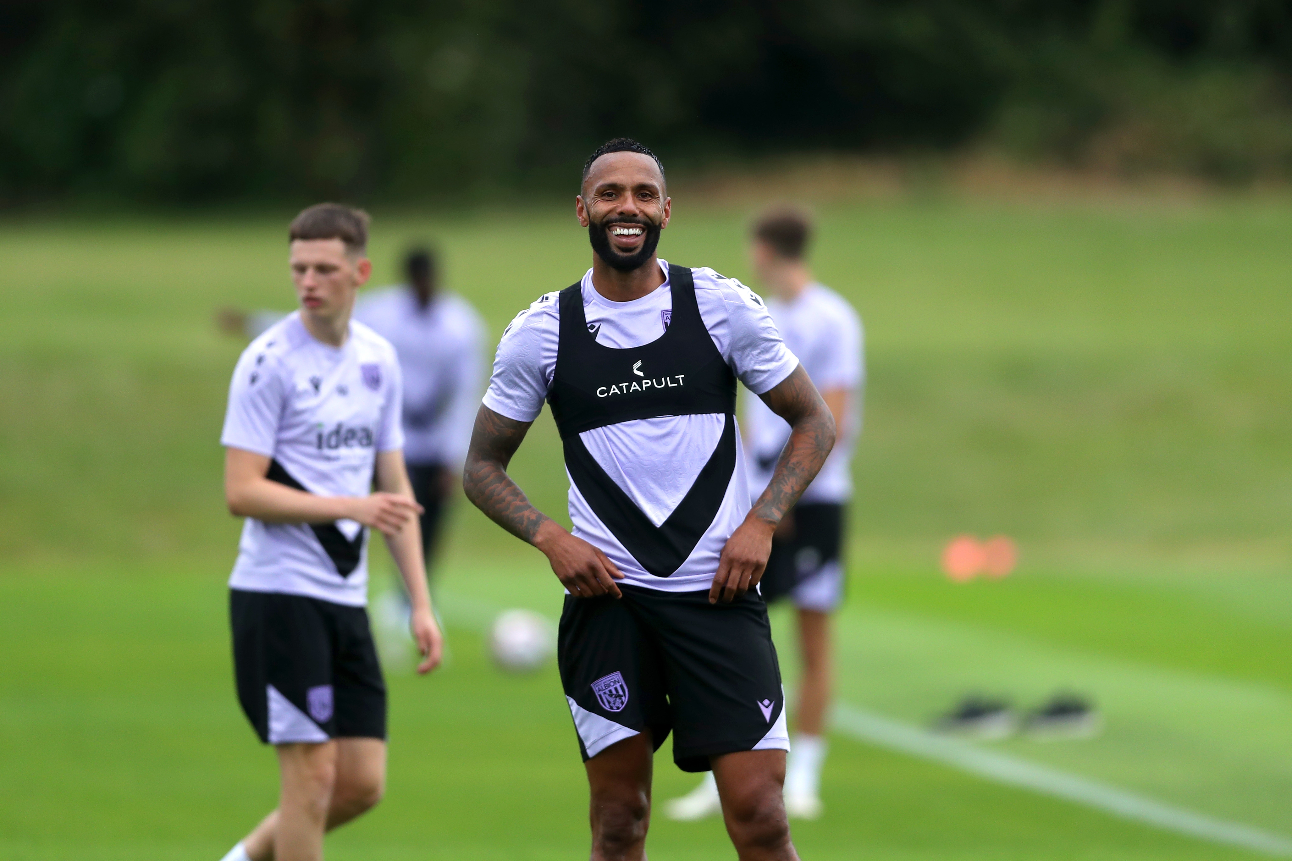Kyle Bartley smiling during a training session