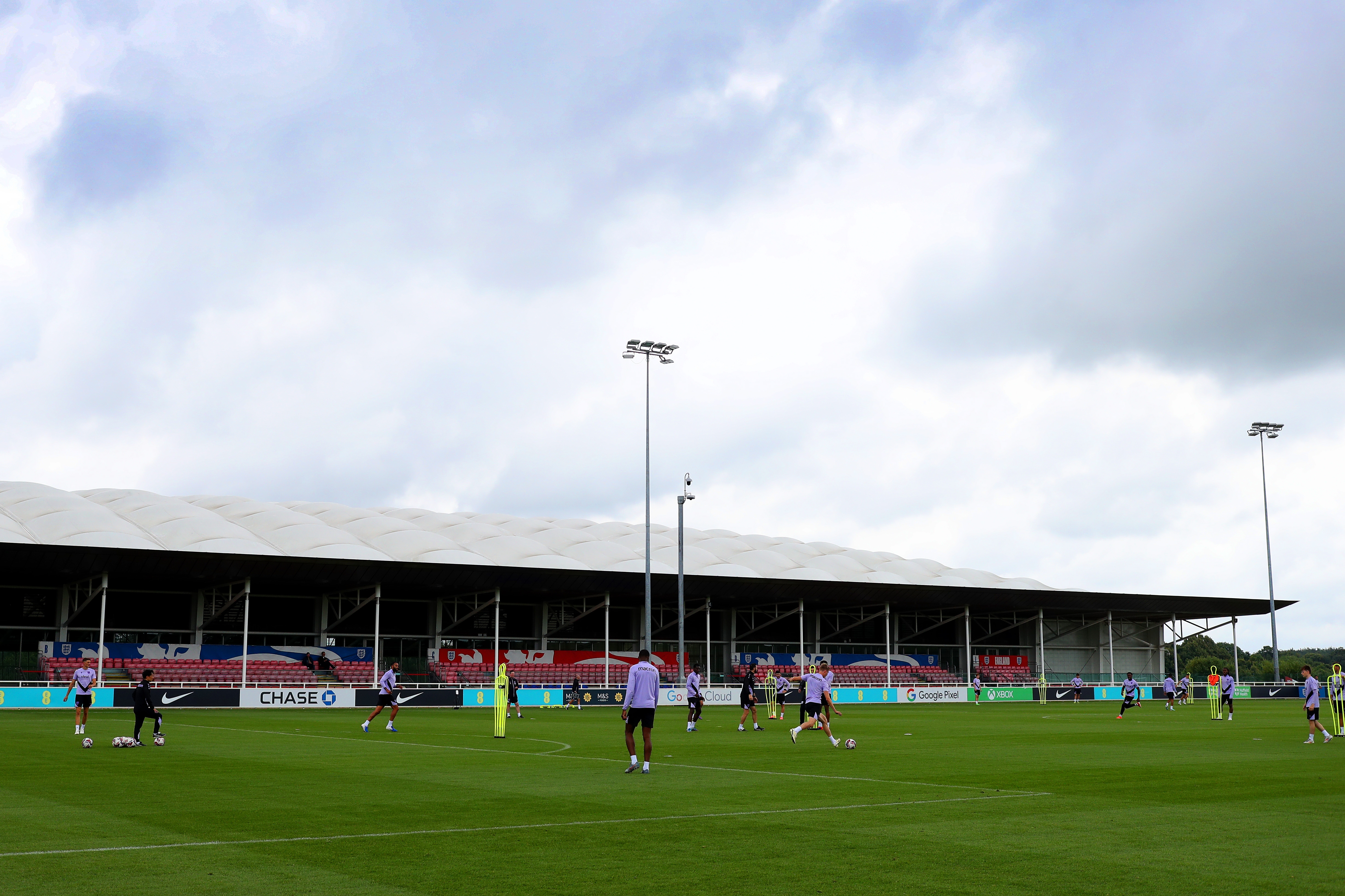 A general view shot of the training pitch at St. George's Park while Albion train