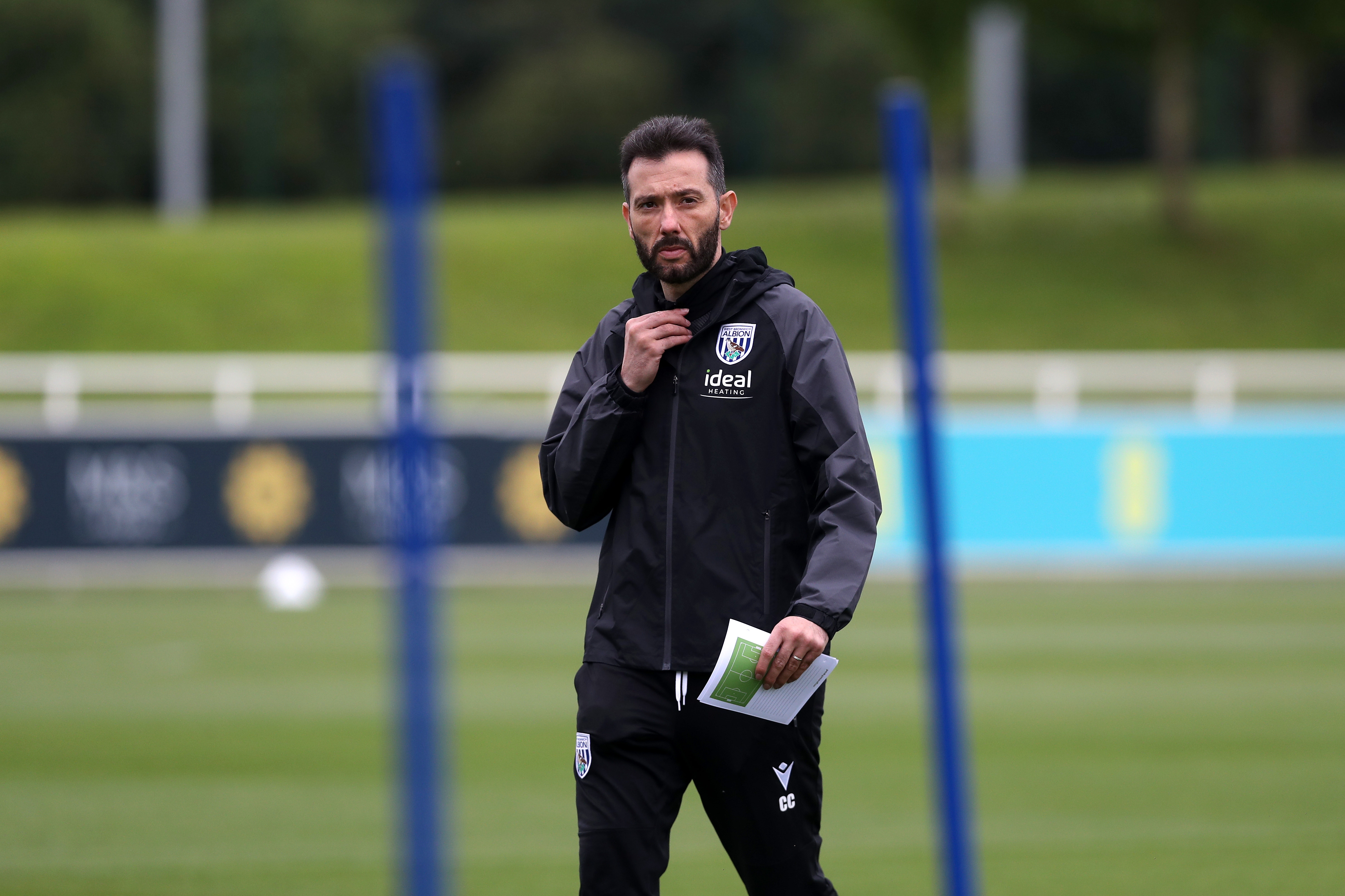 Carlos Corberán out on the training pitch at St. George's Park