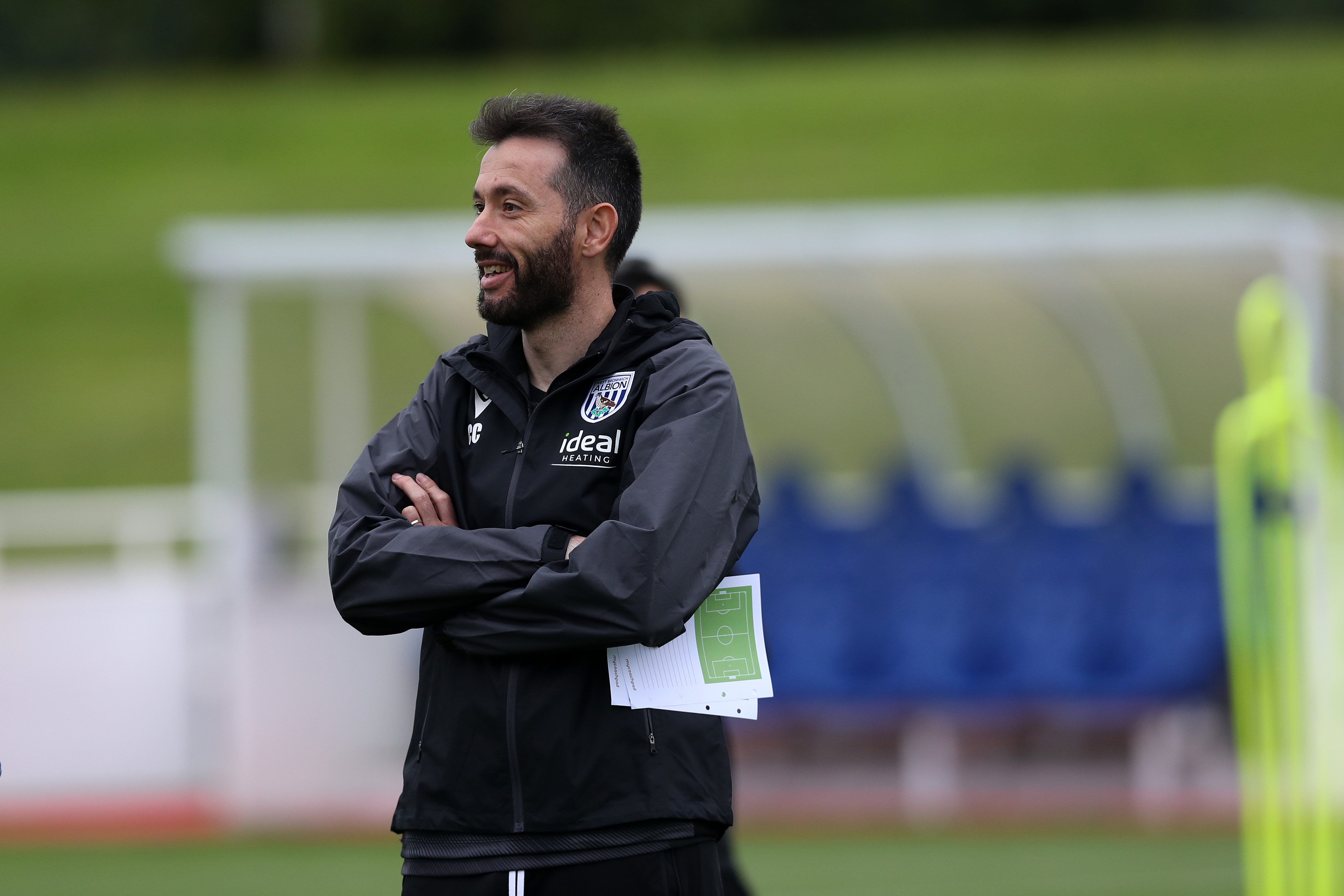 Carlos Corberán out on the training pitch at St. George's Park