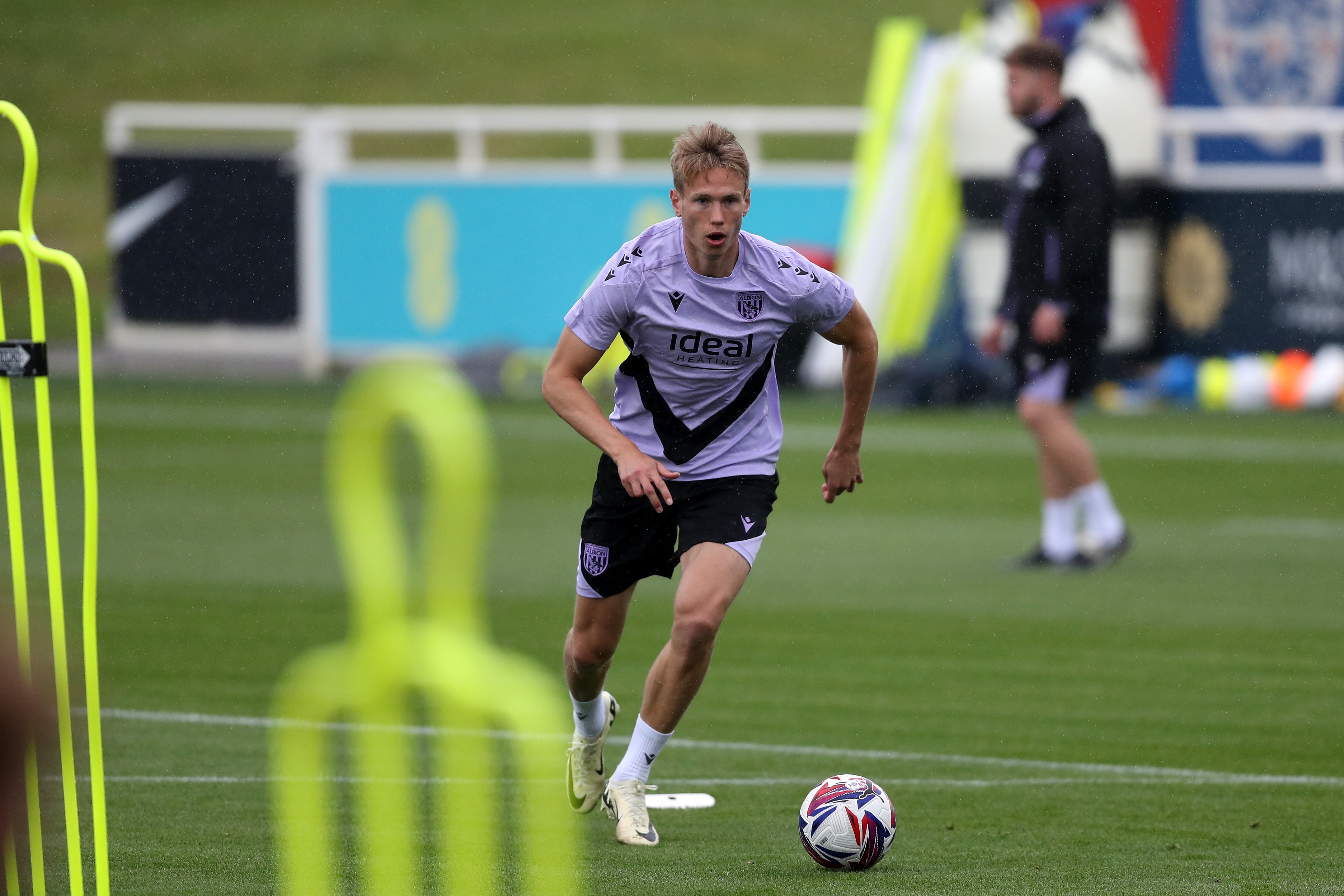 Torbjørn Heggem on the ball during a training session at St. George's Park