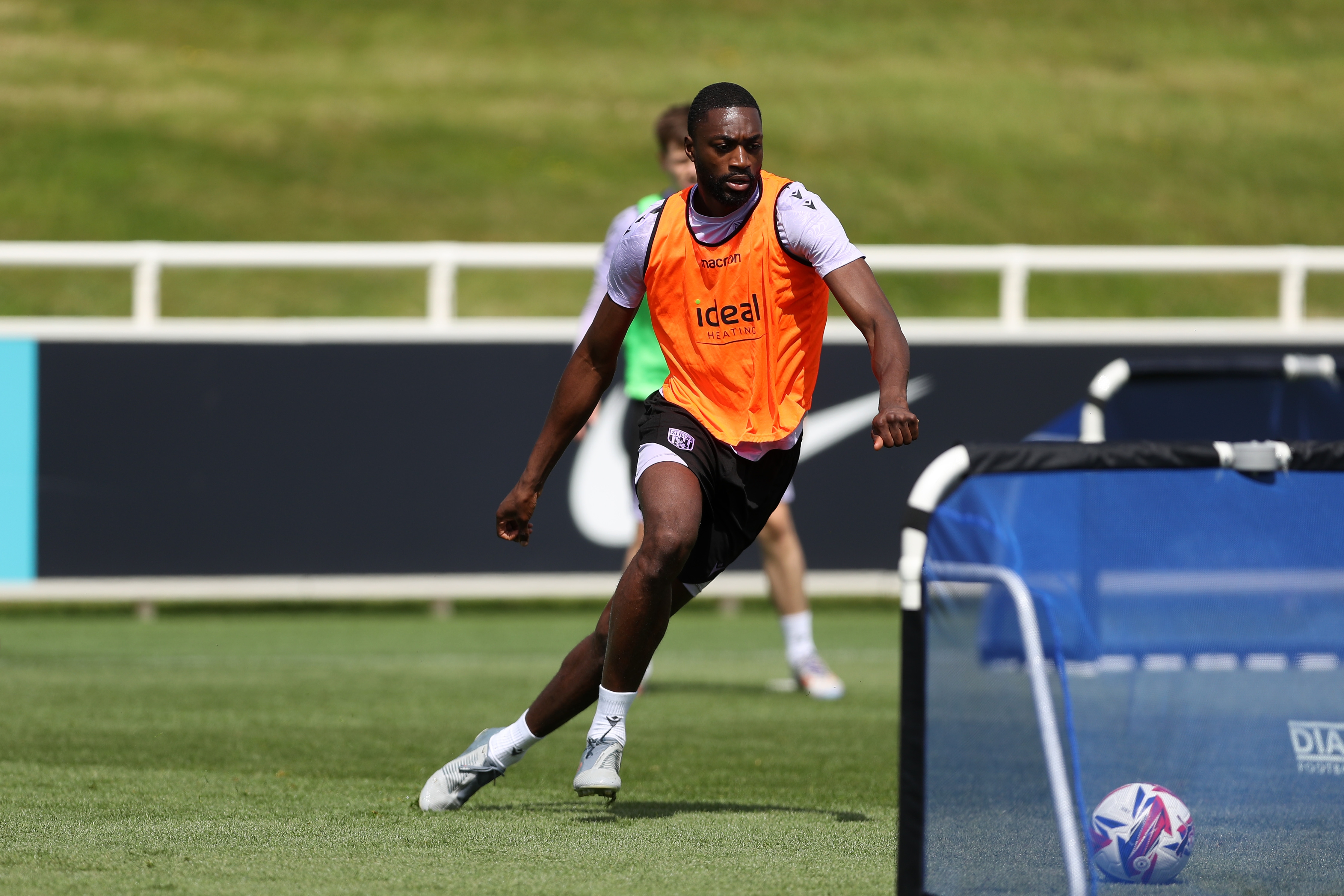 Semi Ajayi on the ball during a training session at St. George's Park