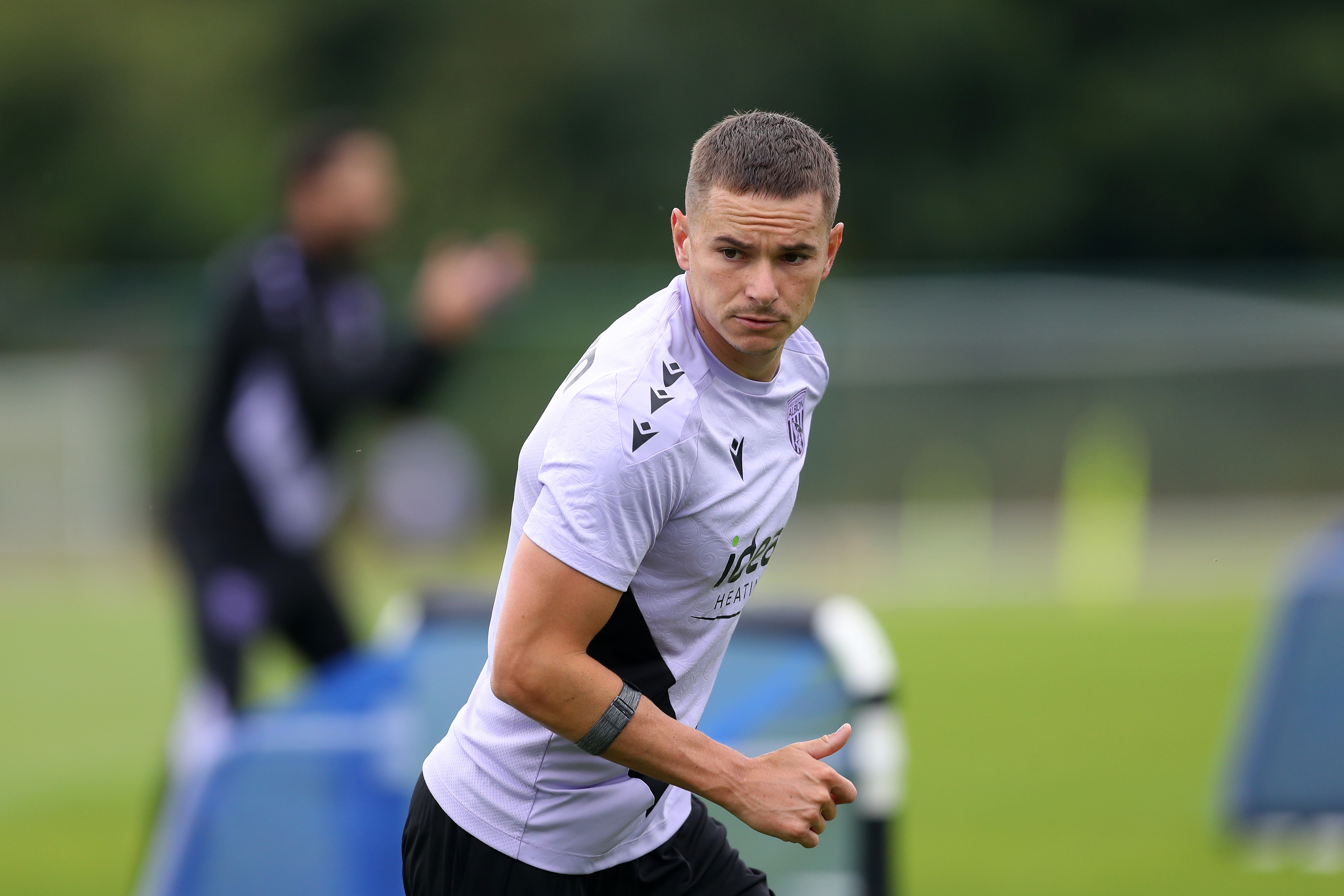 Conor Townsend looking for the ball during a training session 