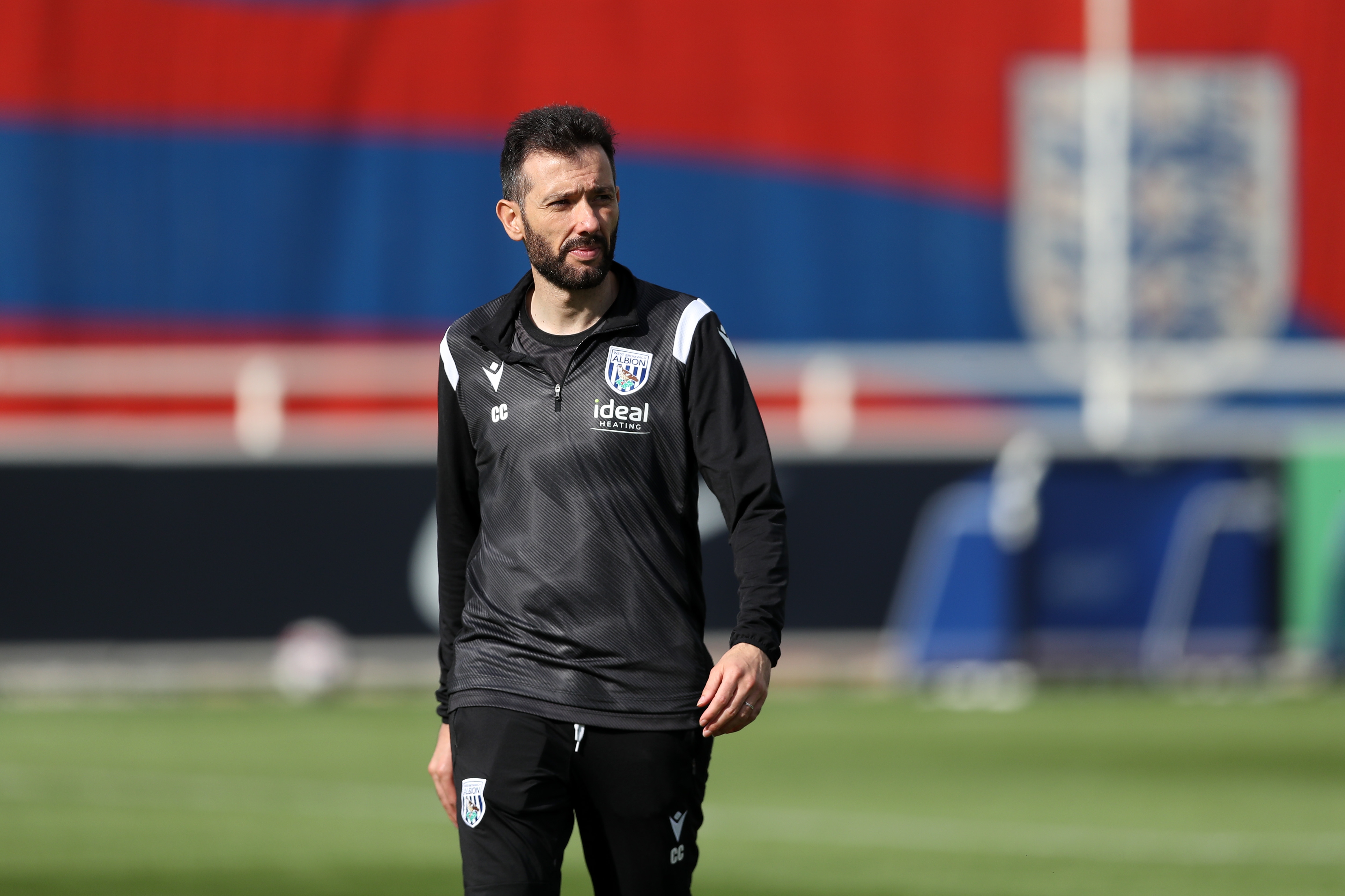 Carlos Corberán out on the training pitch at St. George's Park