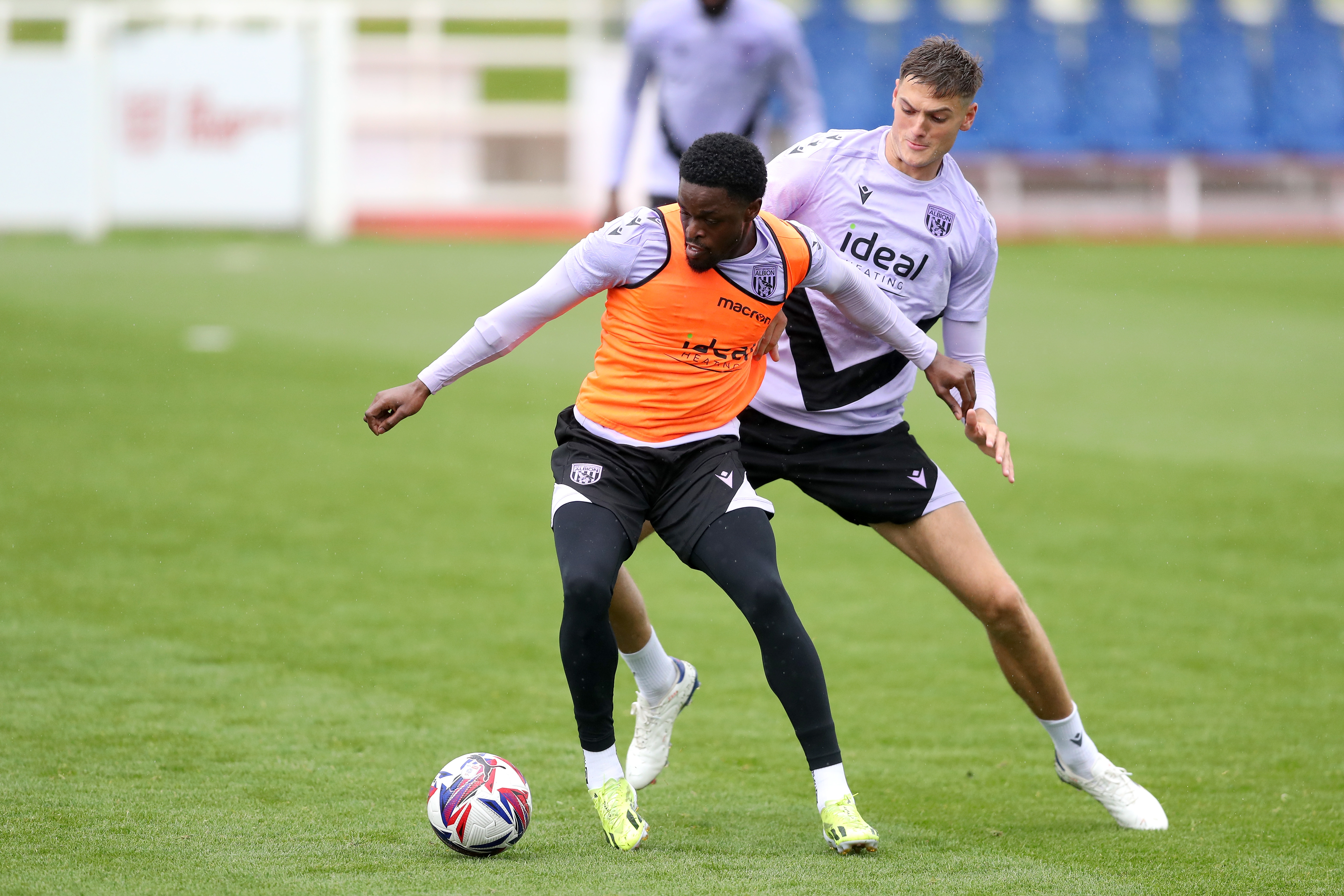 Josh Maja on the ball during a training session at St. George's Park