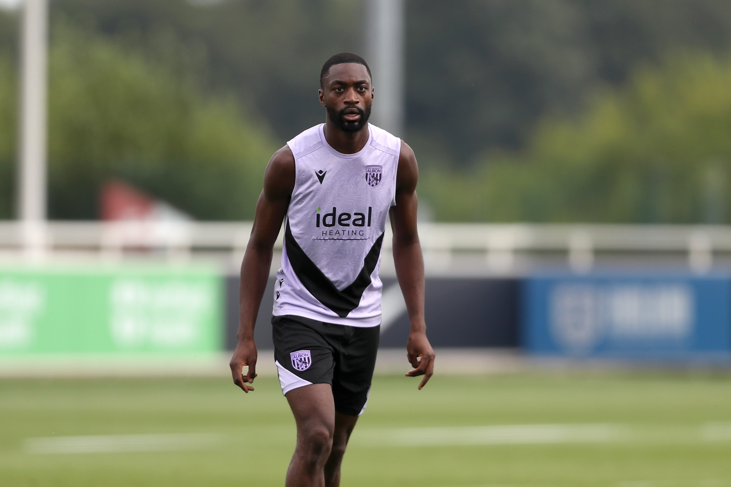 Semi Ajayi watching the ball in a training session at St. George's Park