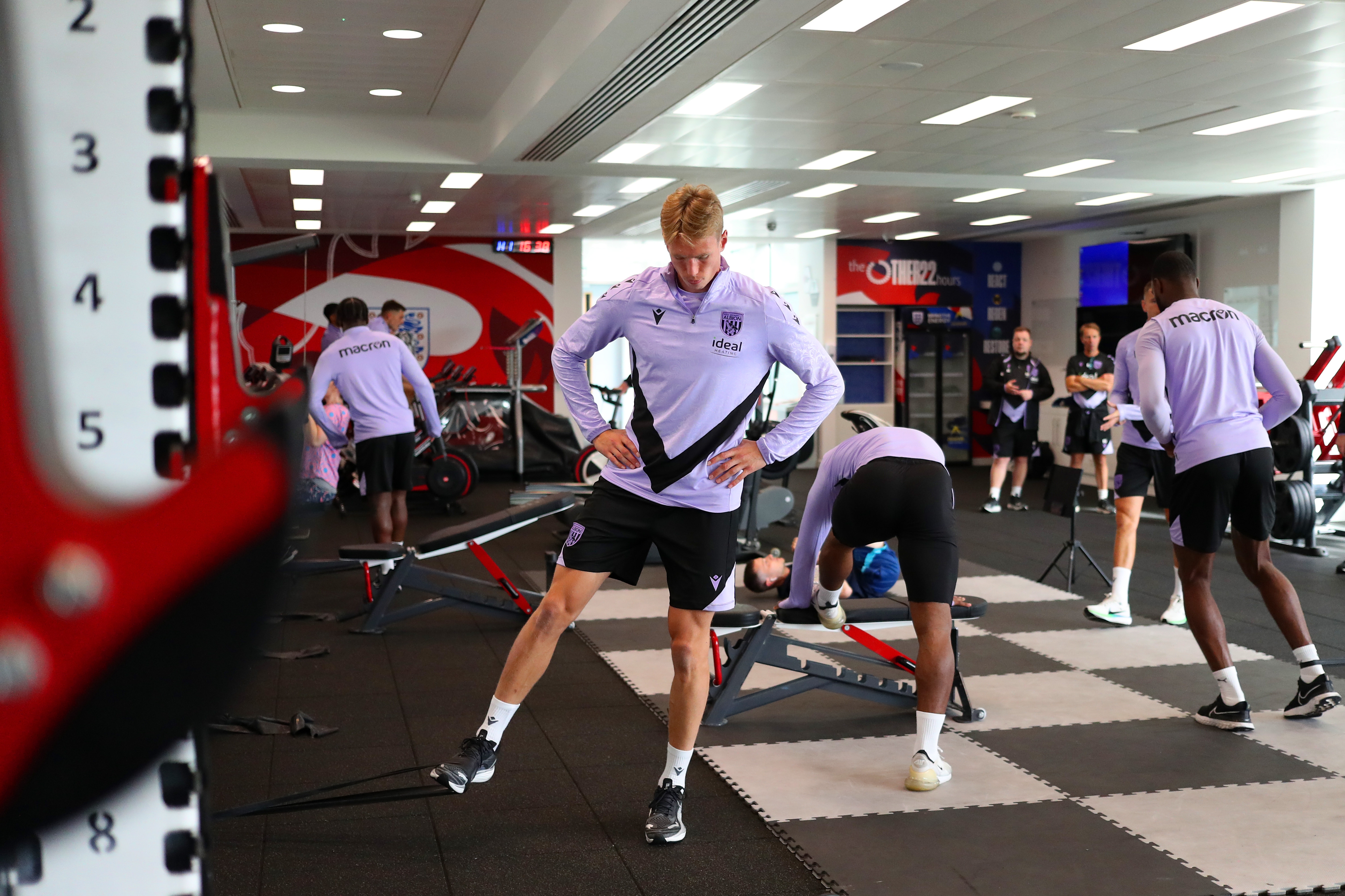 Torbjørn Heggem stretching in the gym at St. George's Park