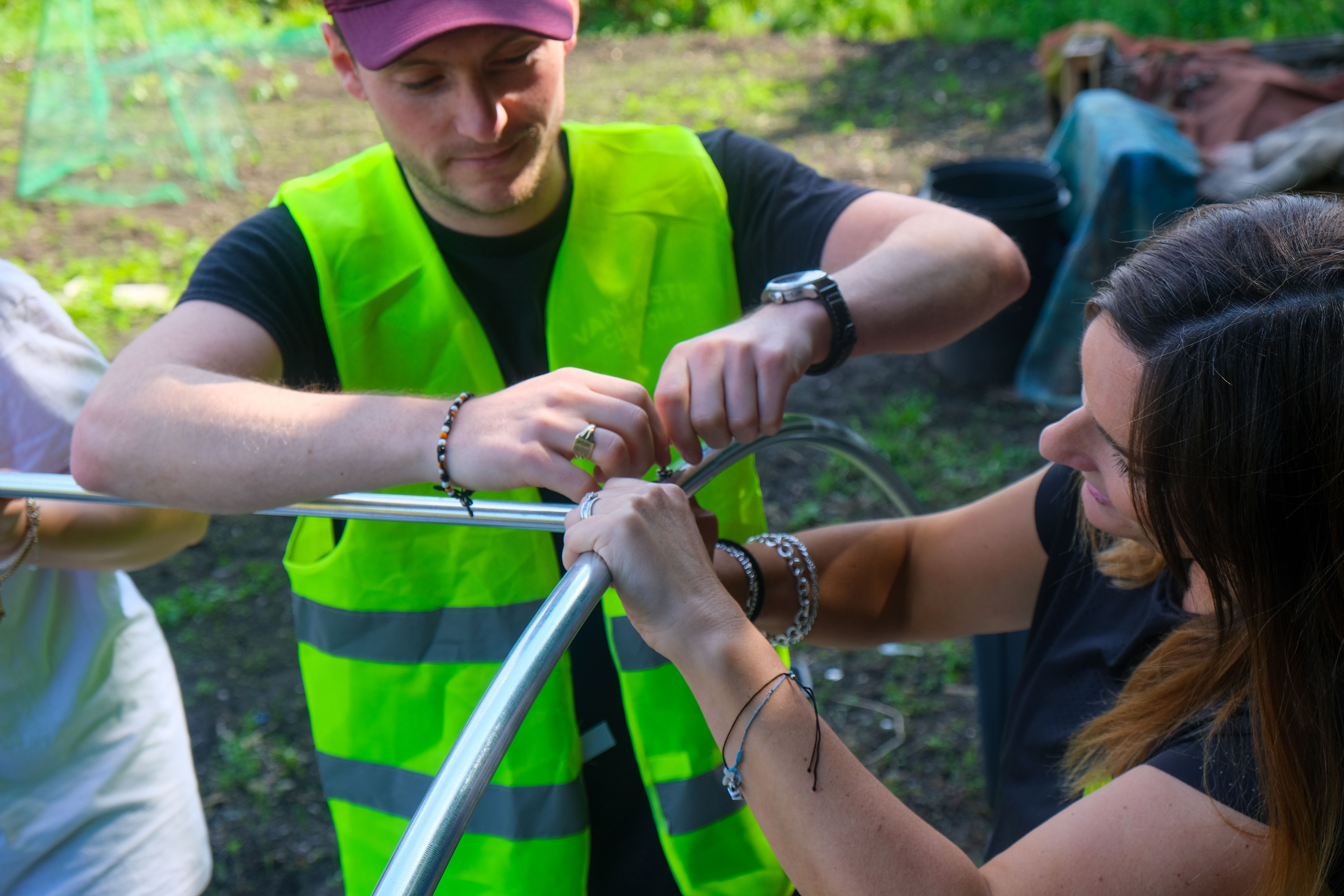 National Gas staff put together a frame as part of their volunteering day at Hamilton School allotment.